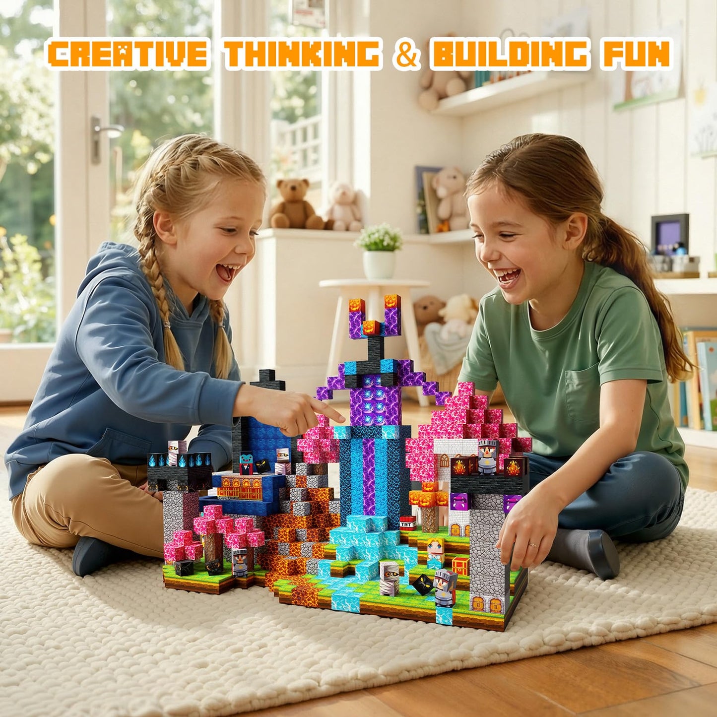 Lukoca 200PCS Magnetic Building Blocks with Light Up Blocks, STEM Educational Construction Toys, Sensory Learning Toys for Kids Ages 4-12, Birthday for Boys & Girls