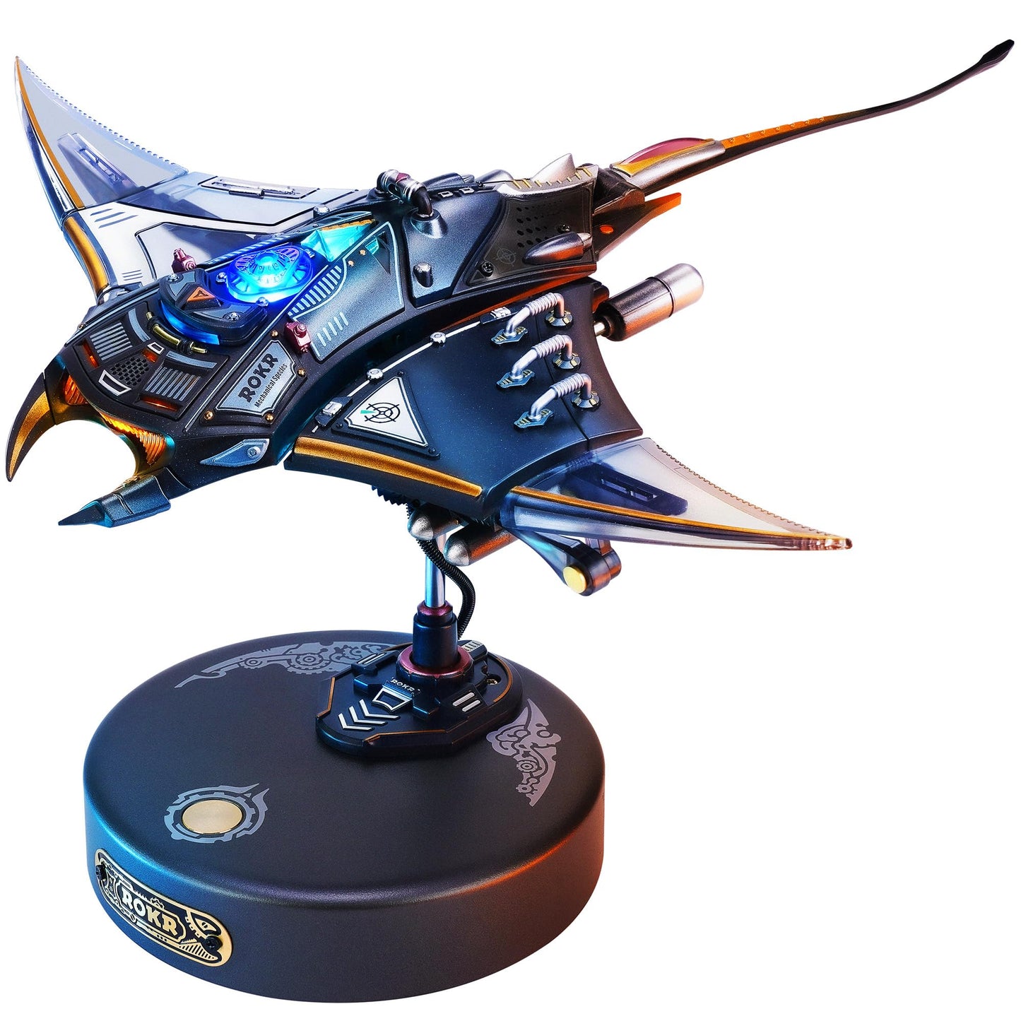 ROKR 3D Metal Puzzles for Adults, Manta Ray Mechanical, 3D Metal Model Kits for Adults to Build, Unique Electric Mechanical Toy