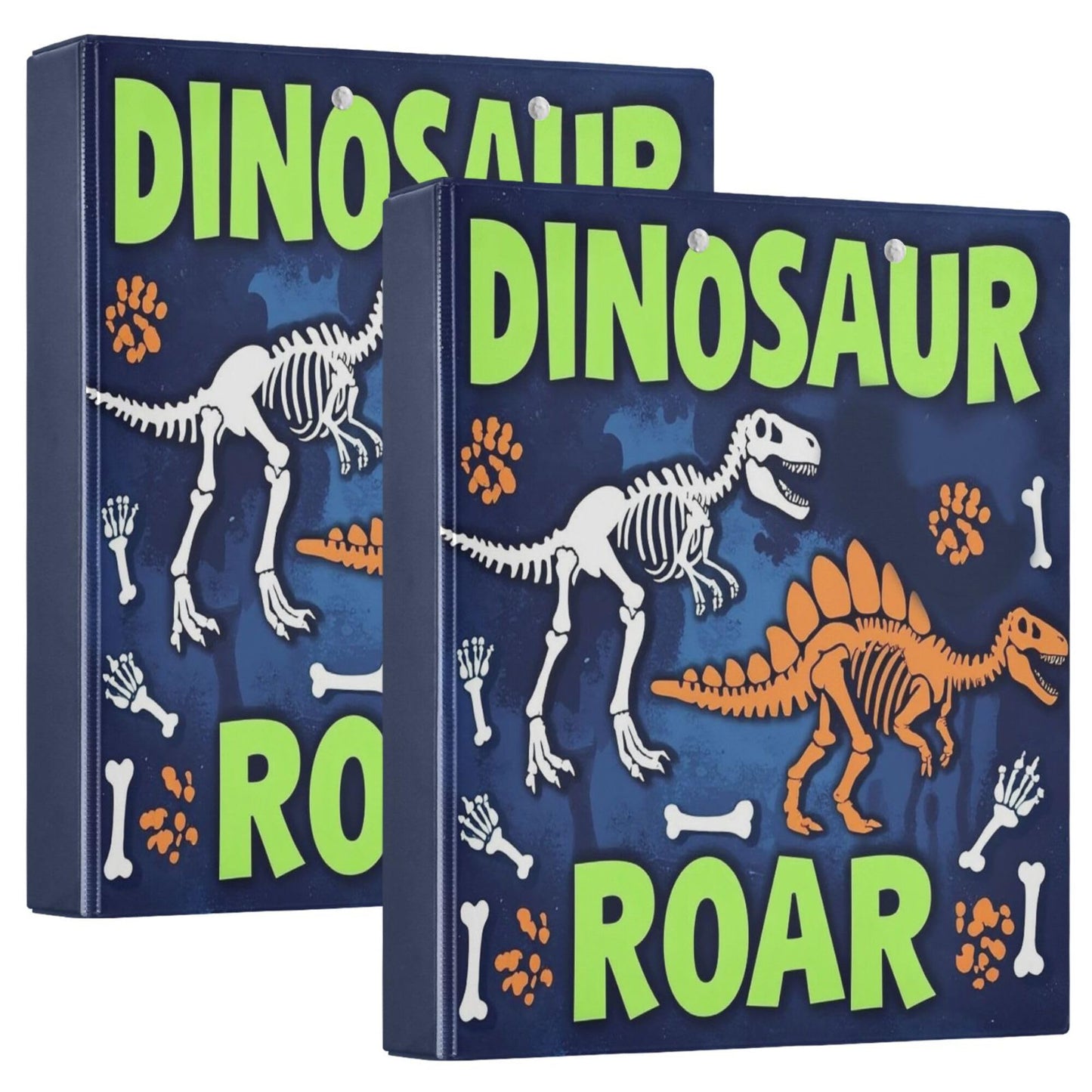 Dinosaur Roar Round Ring Binders 1.5 Inch Dragon Dino Skull 3 Ring Clipboard Binder for Office School Work Supplies File Folder Document 200 Sheet Capacity Easy Open