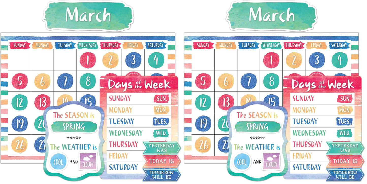 Teacher Created Resources Watercolor Calendar Bulletin Board - 8971 (Pack of 2)
