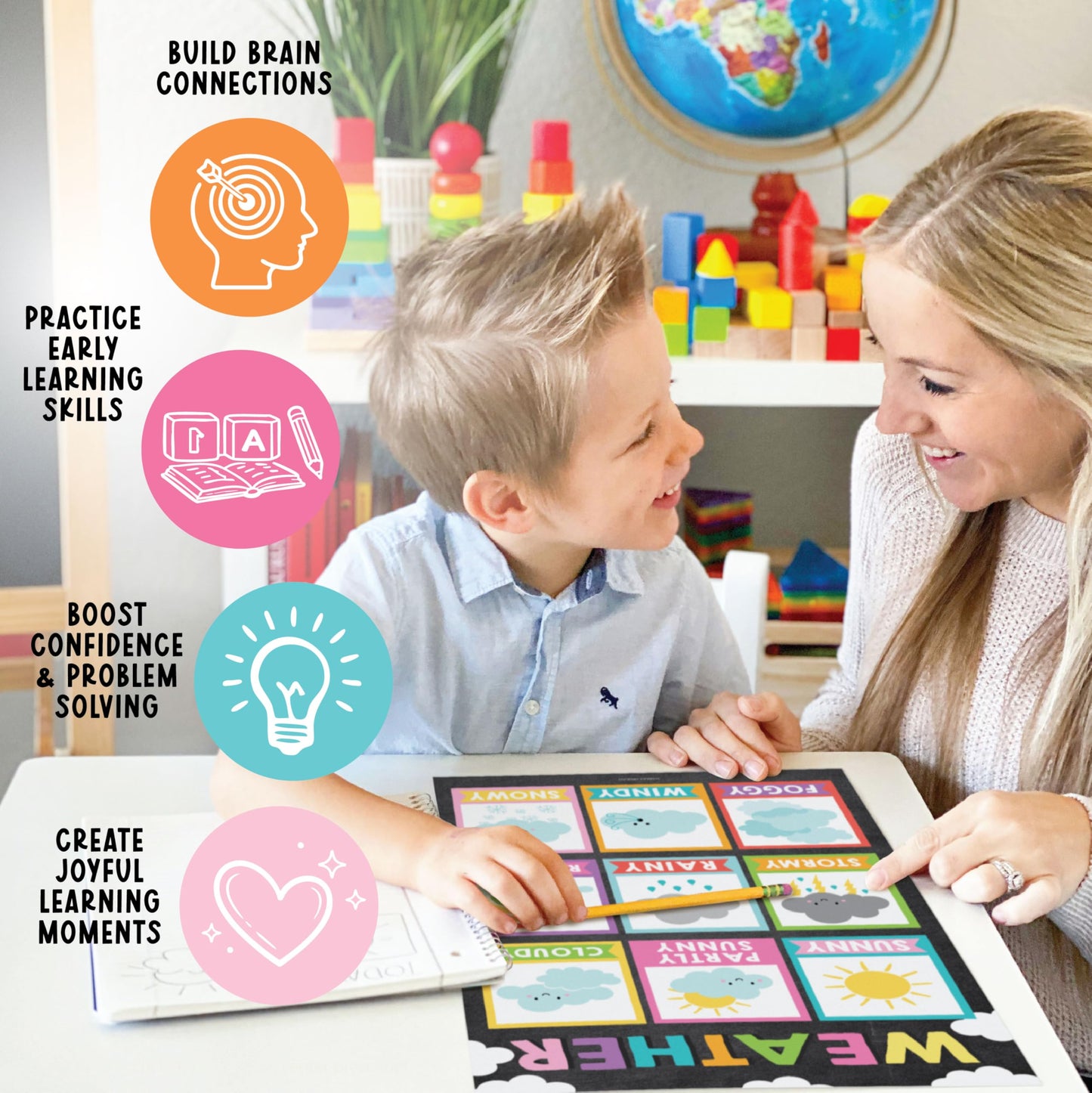 Hadley Designs 16 Educational Posters for Classroom Must Haves - Laminated Pre-K Posters for Toddler Homeschool Essentials, Toddler & Preschool Learning Activities, Kindergarten Classroom Decor