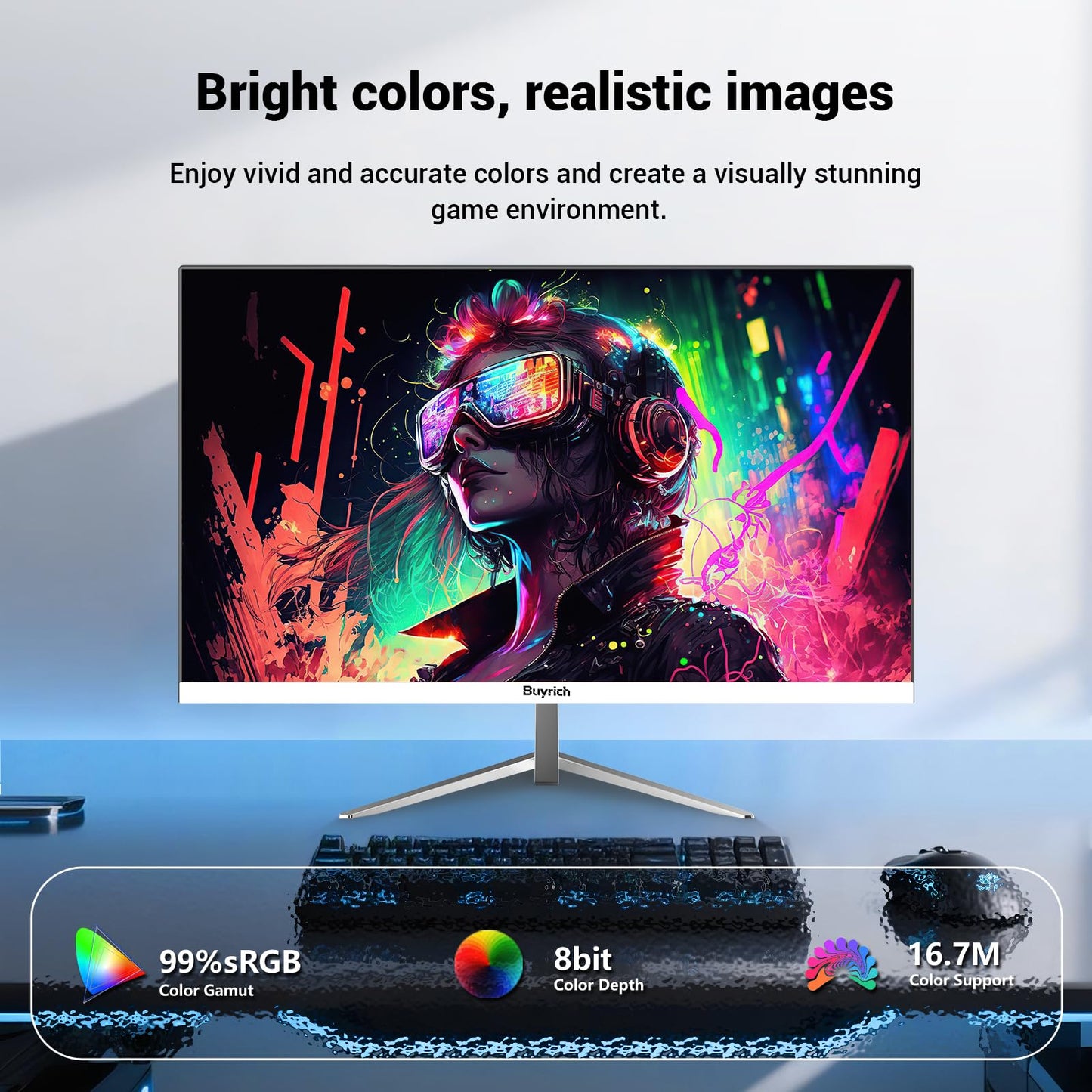 BUYRICH 24 Inch FHD 1080P 100Hz Computer Monitor, Built-in Speakers,VA Panel with 3000:1 Contrast, AMD FreeSync, HDMI Ports, HDR & Low Blue Mode, Ergonomic Tilt for Home Office