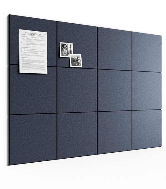 Bumusty Large Cork Board 48" x 36" Alternative - 12 Pack Felt Wall Tiles with 70 Safe Removable Adhesive Tabs, 30 Pushpins, Cork Boards for Walls Pin Board Bulletin Board Office Decor (Navy Blue)