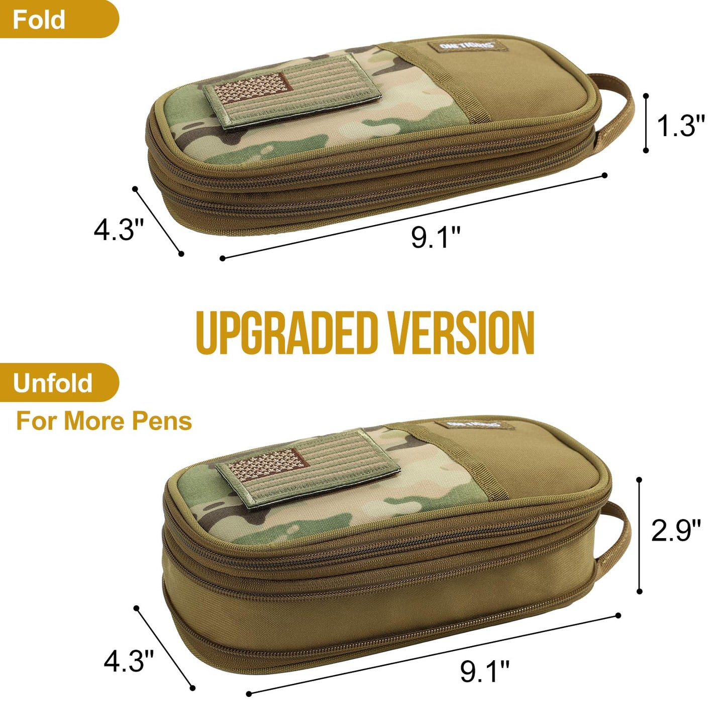 ONETIGRIS Pencil Case for Boys - Pencil Pouch for Boys School Office Supplies Stationery, Zipper Multi-Slot Large Capacity Pencil Bag Organizer with Pens Sleeve Holder for Adults Children Men Women