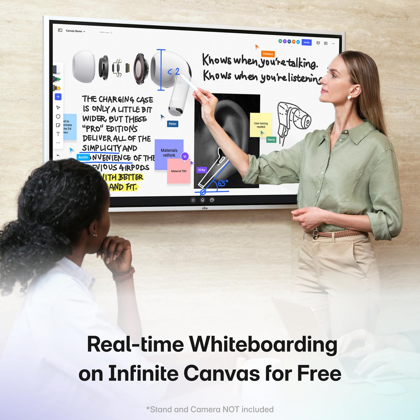 Vibe S1 4K UHD Smart Board, 75 Inch Digital Whiteboard for Office and Classroom, Electronic Presentation Meeting Device for Hybrid Work, Interative Touchscreen Display, Chrome OS and 250+ Free Apps