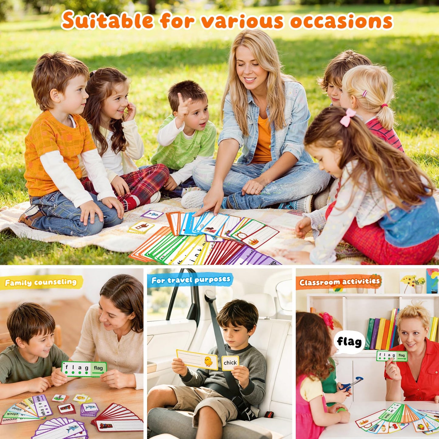 LilLaufy Phonics Games Flash Cards for Kids, Sight Word Spelling Games, Digraphs and Blends flashcards, Speech Therapy Toys for Toddlers, Learn to Read, Preschool Kindergarten Learning Activities