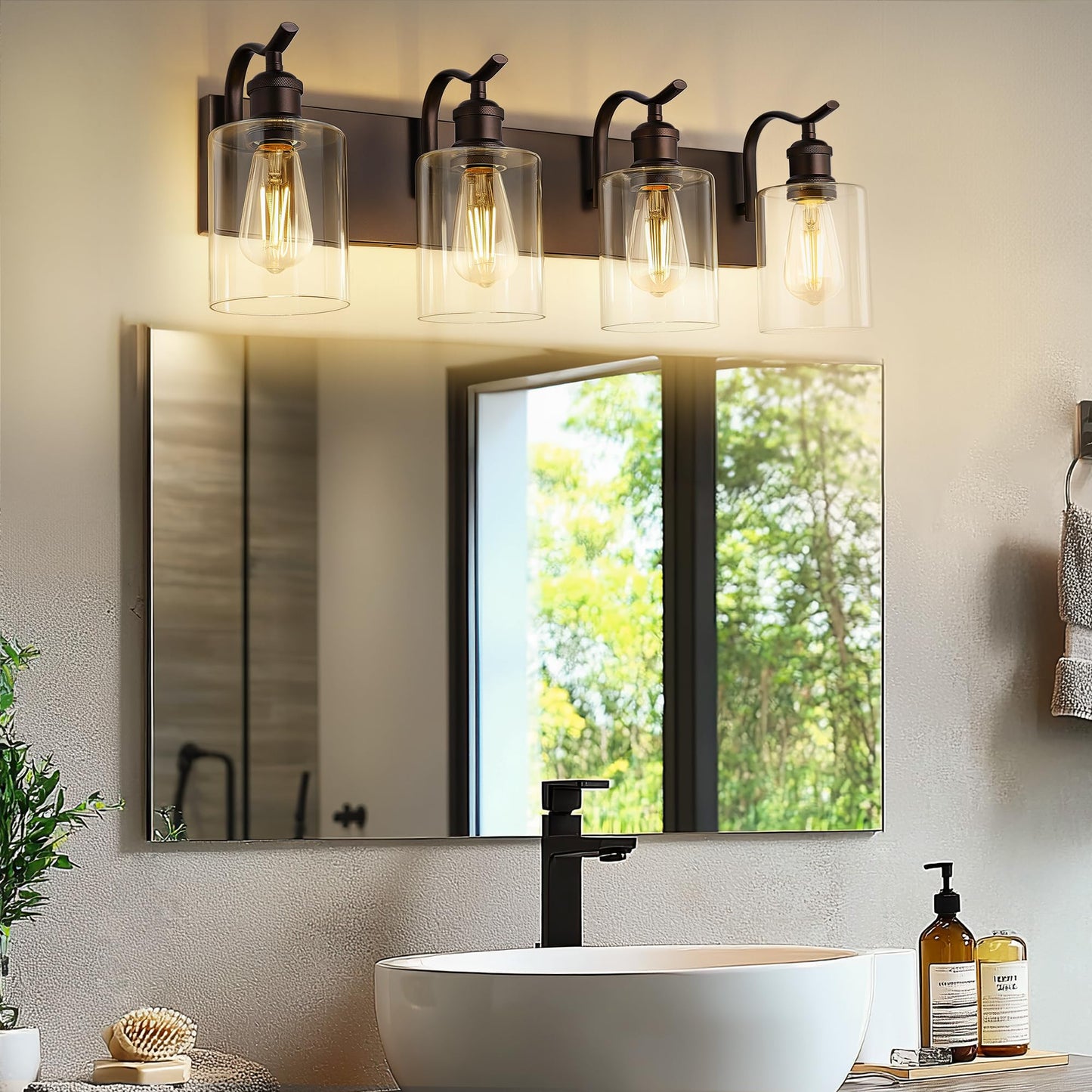 JAZAVA 4 Light Bathroom Vanity Light Oil Rubbed Bronze & Clear Glass ZCVL01ORB-4