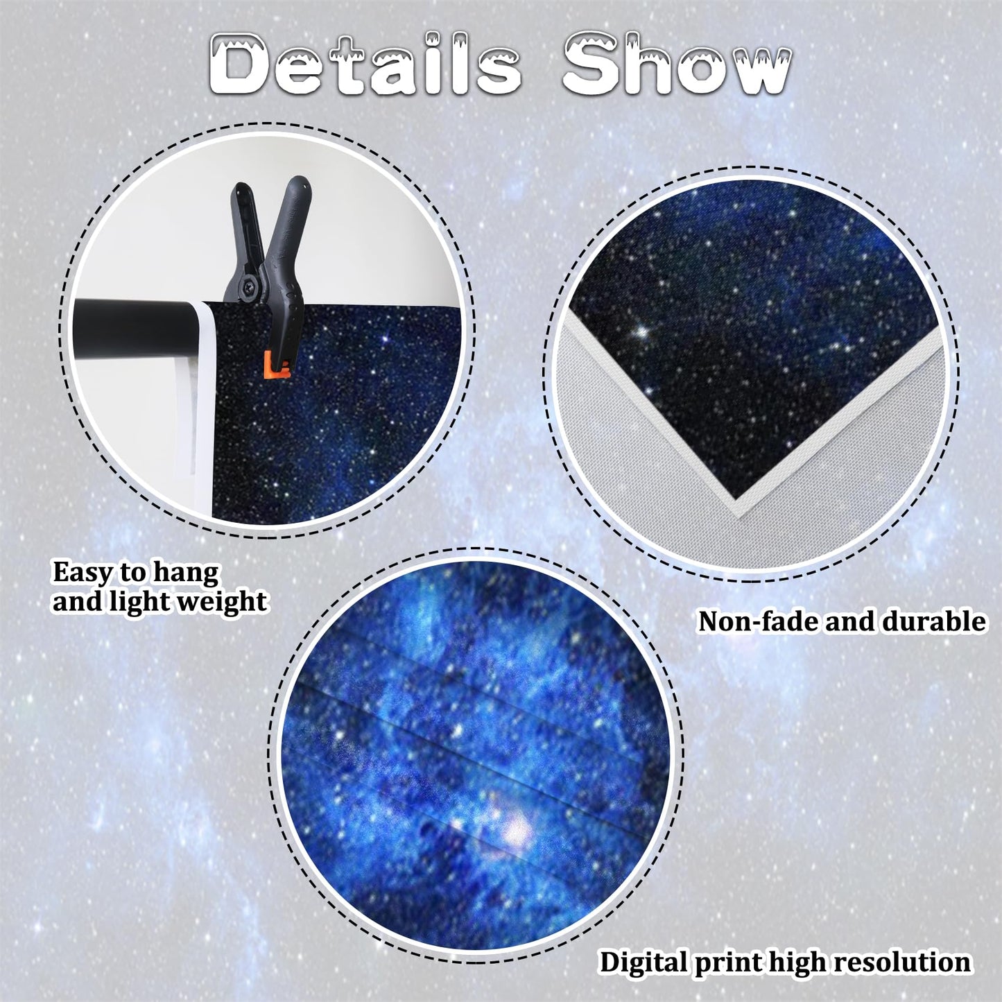 Renaiss 7x5ft Night Sky Star Backdrop Starry Galaxy Planet Theme Photography Background Boy Girls Birthday Party Decorations Banner Science Fiction Universe Photo Booth Studio Supplies Props