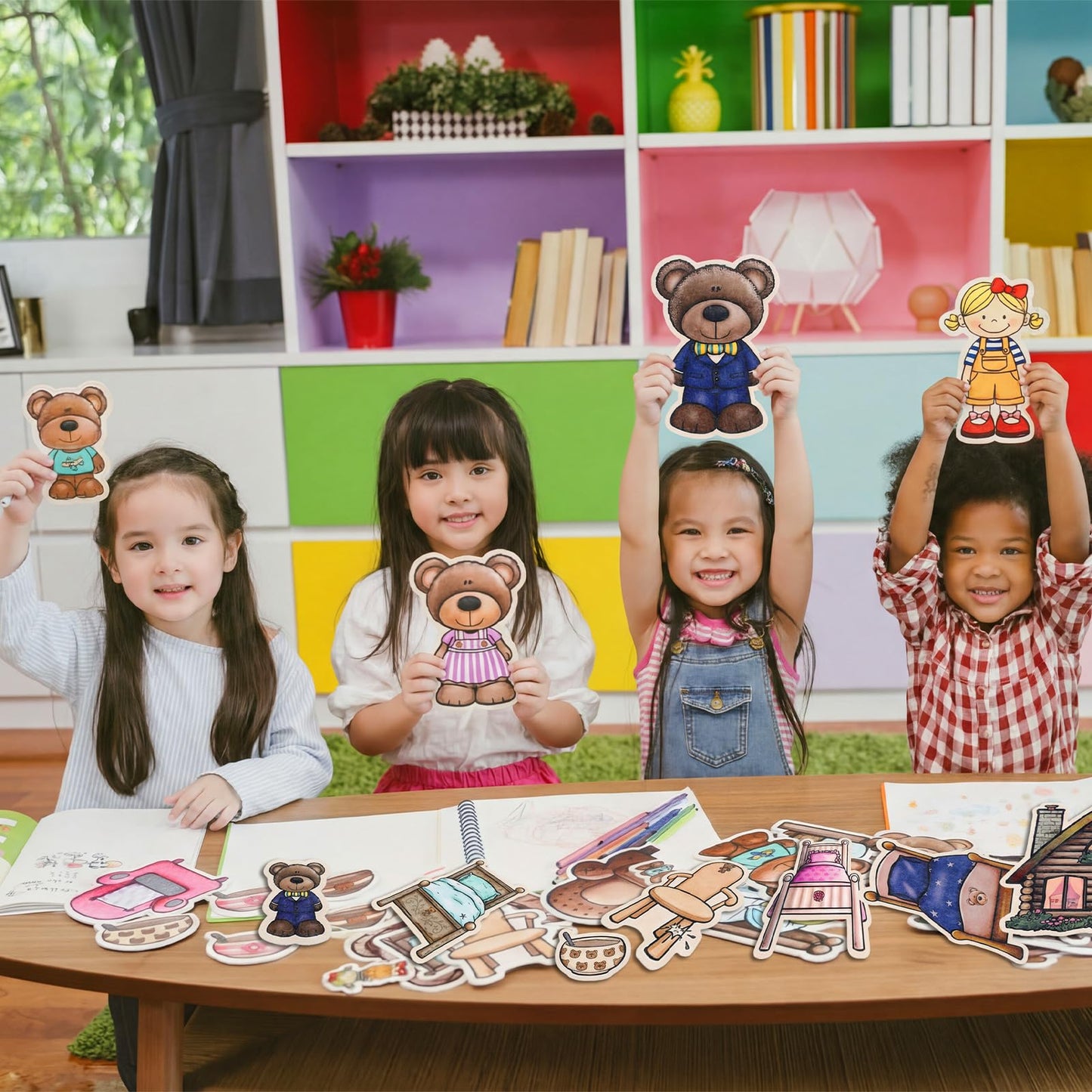 Peryiter 24 Pack Goldilocks and The Three Bears Felt Board Story Sets Precut Flannel Board Figures Stories for Preschool Toddlers Stories Play Activity