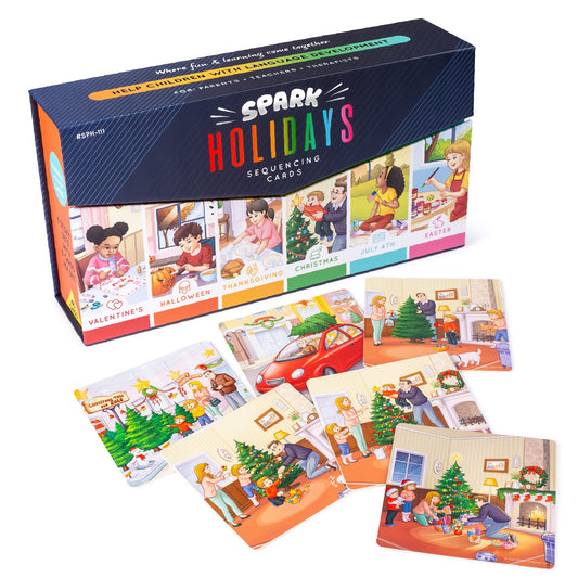 SPARK INNOVATIONS Holiday Tell A Story Cards, Sequencing Game, Speech Therapy Materials, Autism Game, ABA Therapy Materials, Social Skills Games, ESL, ELL