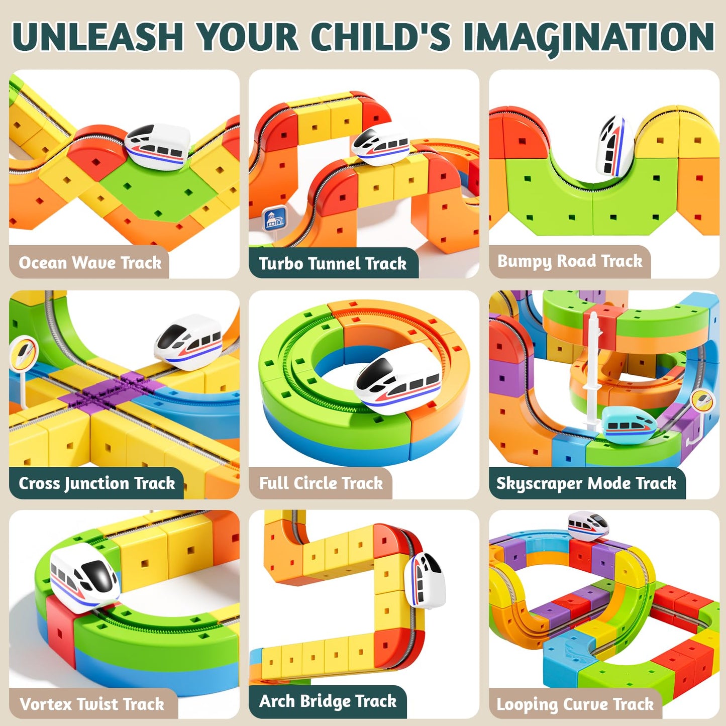 Wdebay klick Rail Electric Train Set 3D Magic Flexible Race Track for Kids 3 4 5 6 7 8 Years Old, Race Car Track with Anti-Gravity, Educational STEM LearningToy for Boys Girls Birthday