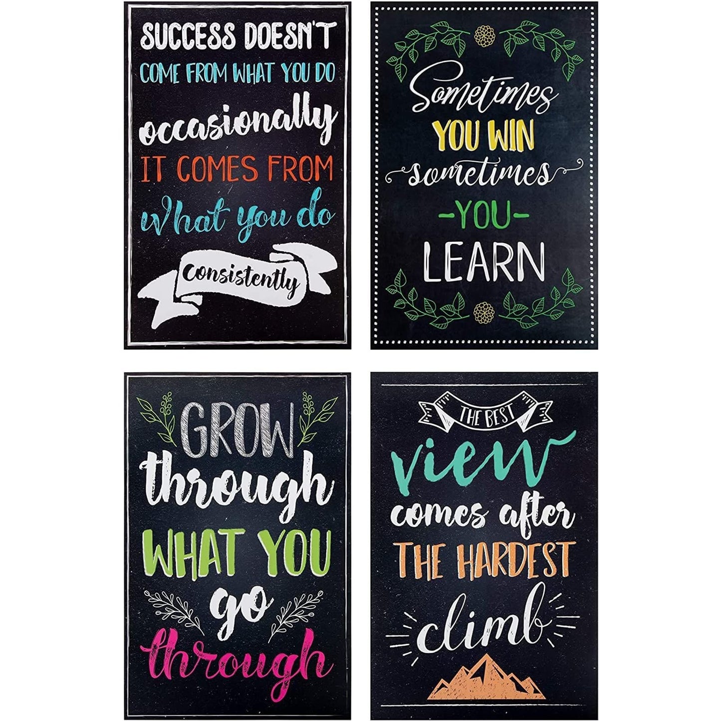 Juvale 20-Pack 13x19 in Motivational Classroom Posters - Chalkboard-Style Wall Decor, Classroom Decor, Bulletin Board Decorations, School Supplies for Teachers, Growth Mindset Posters