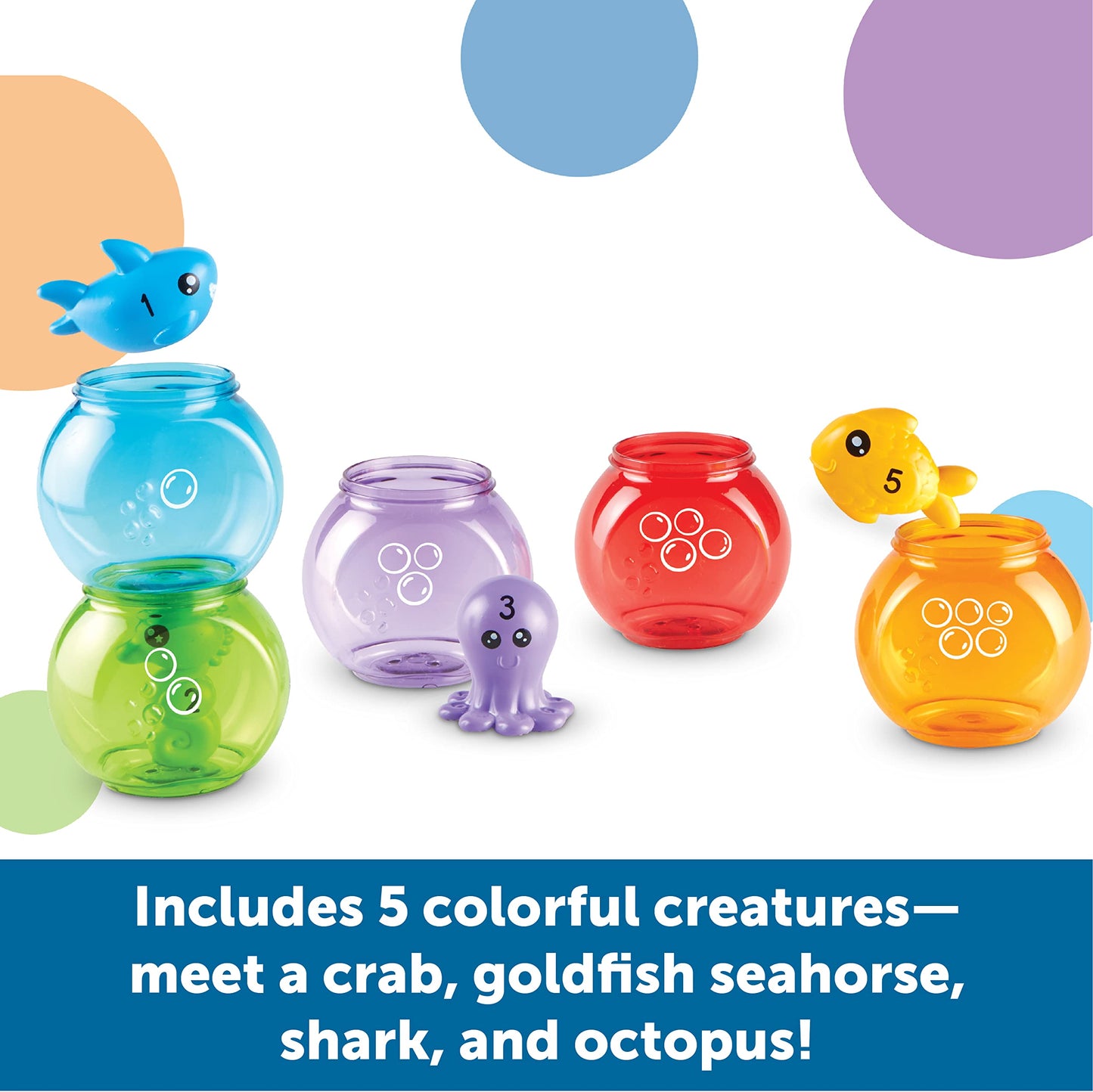 Learning Resources Peekaboo Fishbowl Friends - Counting and Fine Motor Skills, Water and Bathtub Toys, Toddler Games, Preschool Activities, Math Manipulatives, Gifts for Boys and Girls