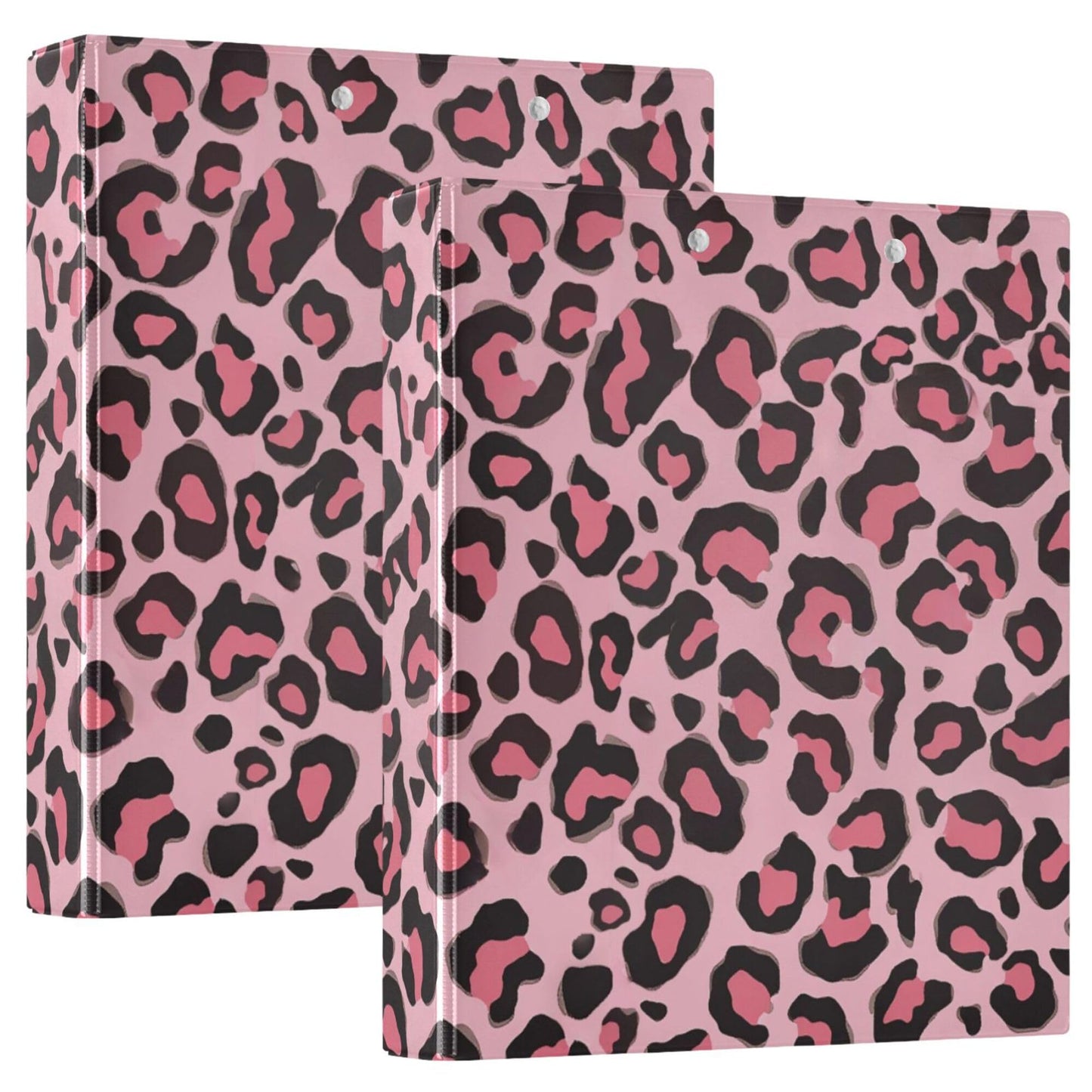 Pink Cheetah Round Ring Binders 1.5 Inch Pastel Leopard Cute Marine Sea Wave 3 Ring Clipboard Binder for Office School Work Supplies File Folder 200 Sheet Capacity