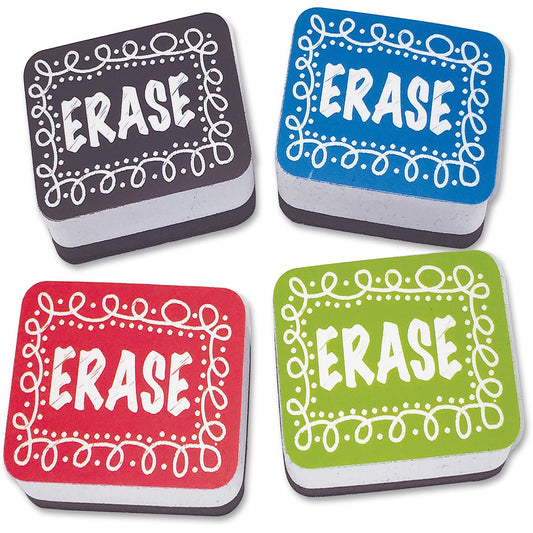 Ashley, ASH78002, Chalk Design Mini Whiteboard Eraser, 10 / Pack, Multicolor, 0.8"
