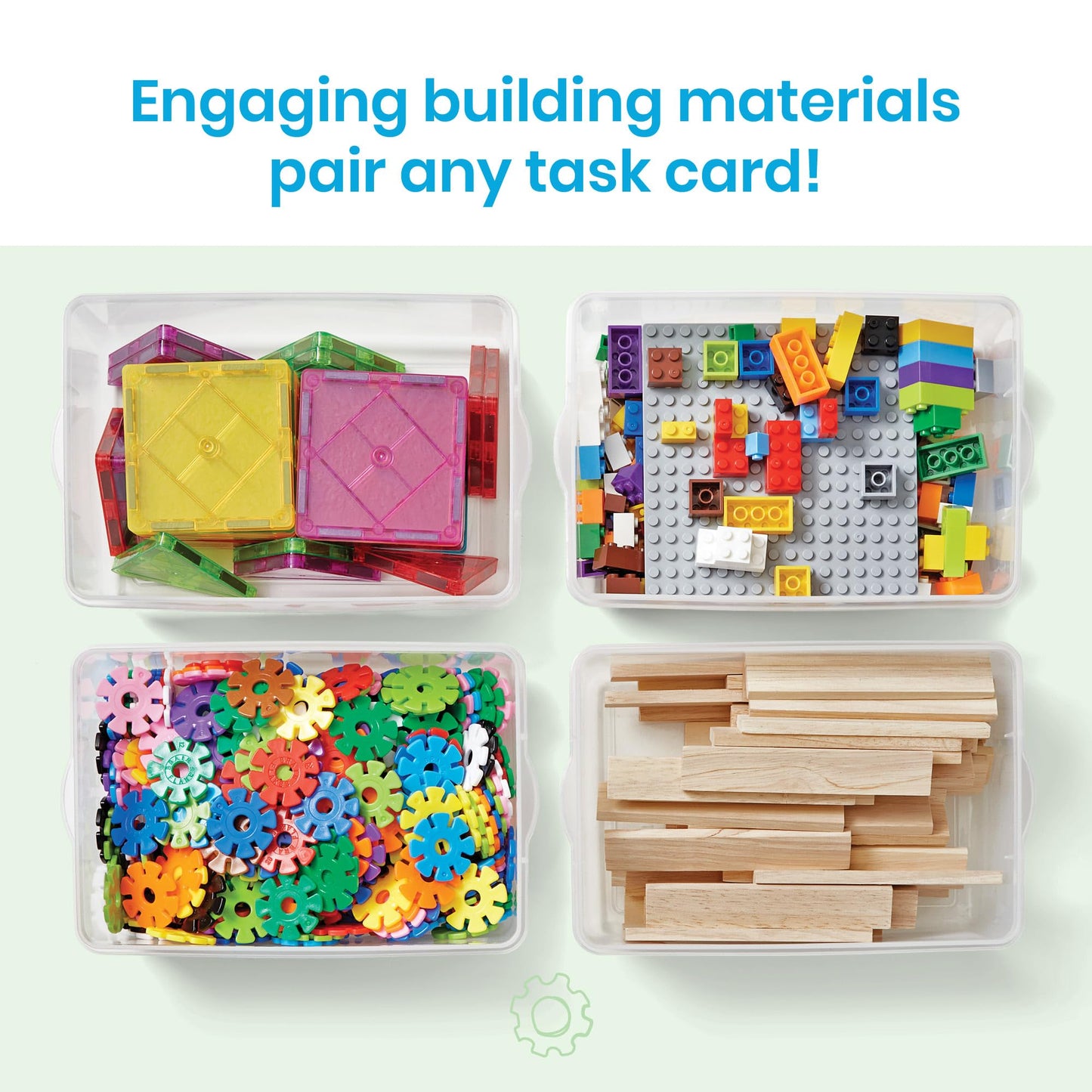 hand2mind STEM Bins Comprehensive Set by Brooke Brown, STEM Bins for Classroom, STEM Manipulatives for Elementary, STEM Activities, Kids Engineering Building Kits, Science Teacher Supplies (Set of 16)