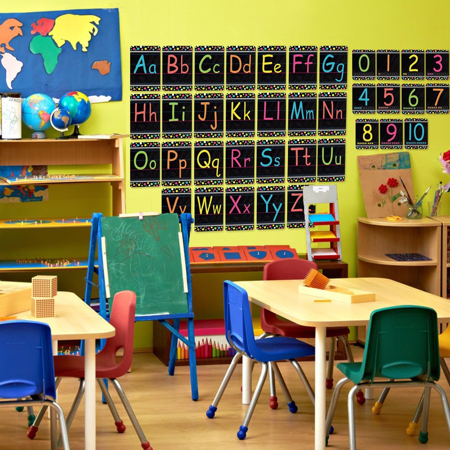 Adduster Bulletin Board Letters - ABC Alphabet Poster Classroom Decorating Set Toddler English Poster Kindergarten Elementary Classroom Nursery Home Wall Decoration（Blackboards）
