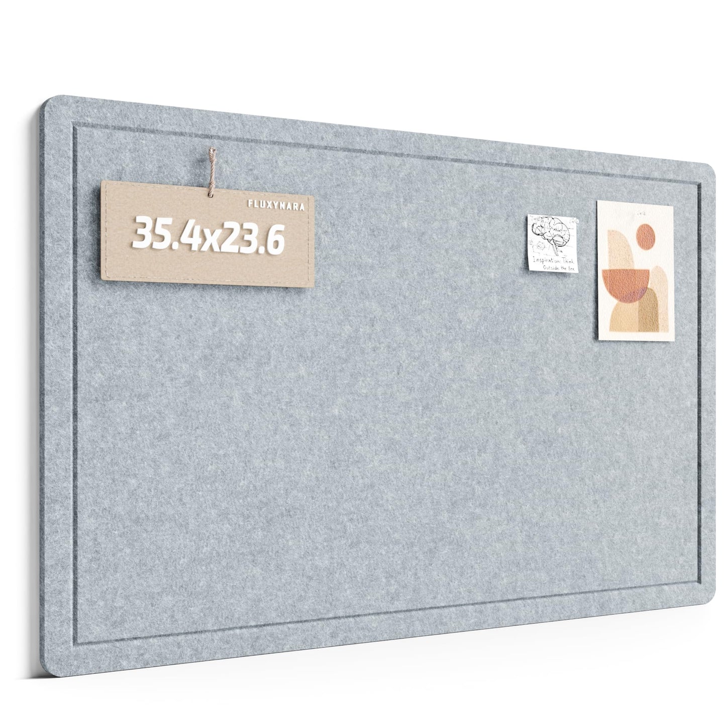 Fluxynara Bulletin Board,35.4" x 23.6" Cork Board Alternative with 12 Safe Removable Adhesive Tabs, Foldable Felt Pin Board for Home Office, Classroom, Bedroom,Entryway for Walls—Blue Gray