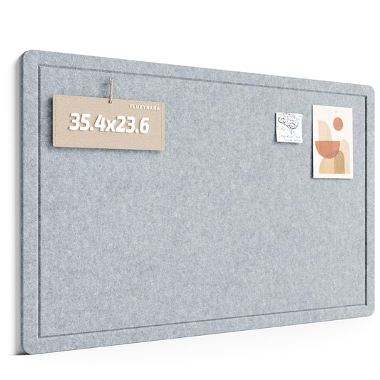 Fluxynara Bulletin Board,35.4" x 23.6" Cork Board Alternative with 12 Safe Removable Adhesive Tabs, Foldable Felt Pin Board for Home Office, Classroom, Bedroom,Entryway for Walls—Blue Gray