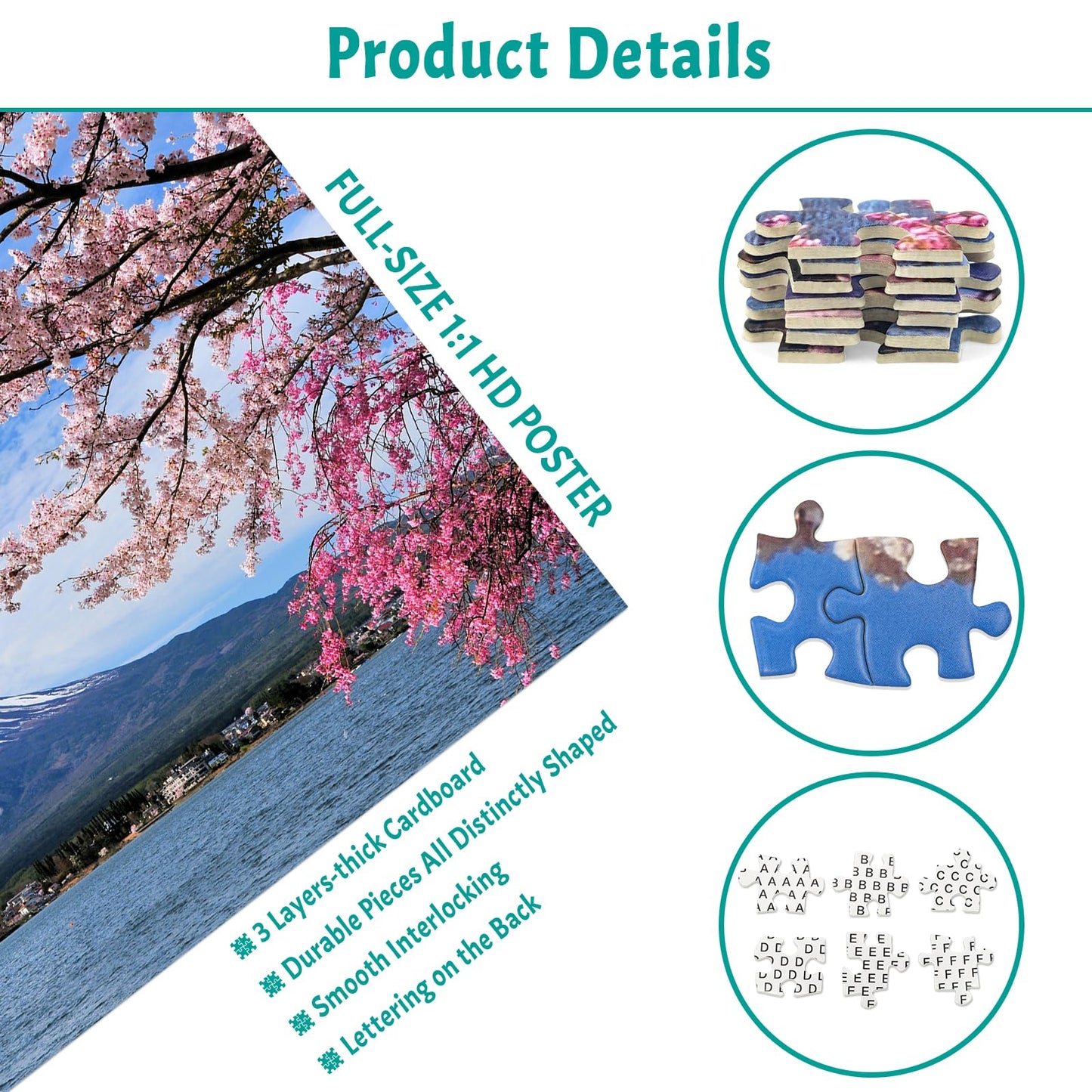 MBOQIU 1000 Piece Puzzle for Adults - Mount Fuji Puzzles for Adults 1000 Pieces, Letters on Back, Nature Landscape Jigsaw Puzzle, Japan Sight Challenging Puzzles for Teens Seniors - 27.6 x 19.7 inches
