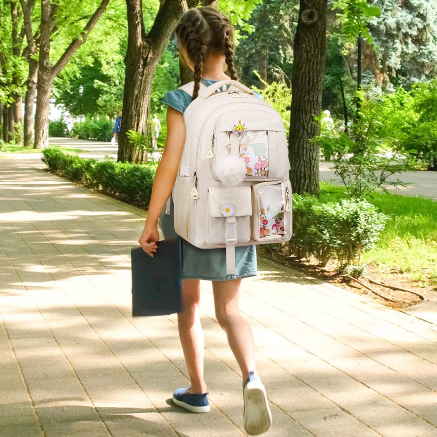 kadilong 17.3 Inch School Backpack for Teen Girls,Cute Backpacks for Women Aesthetic Bookbag Laptop Bag Back Pack for Middle School