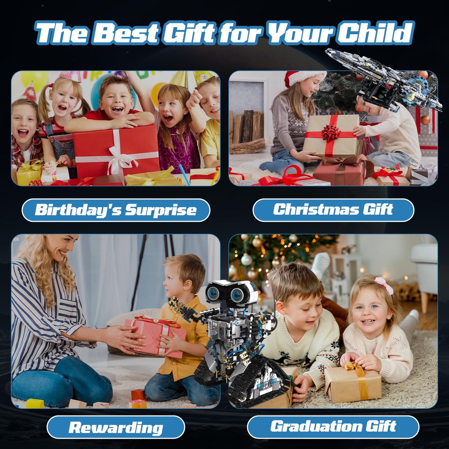 HPROMOT 2-in-1 STEM Robot Building Kit, 1468 PCS APP & Remote Control Space Robot Toys for Kids Ages 8-16, Engineering Technic Coding Robotic Kit, Educational Science Set Birthday Gift for Boys Girls