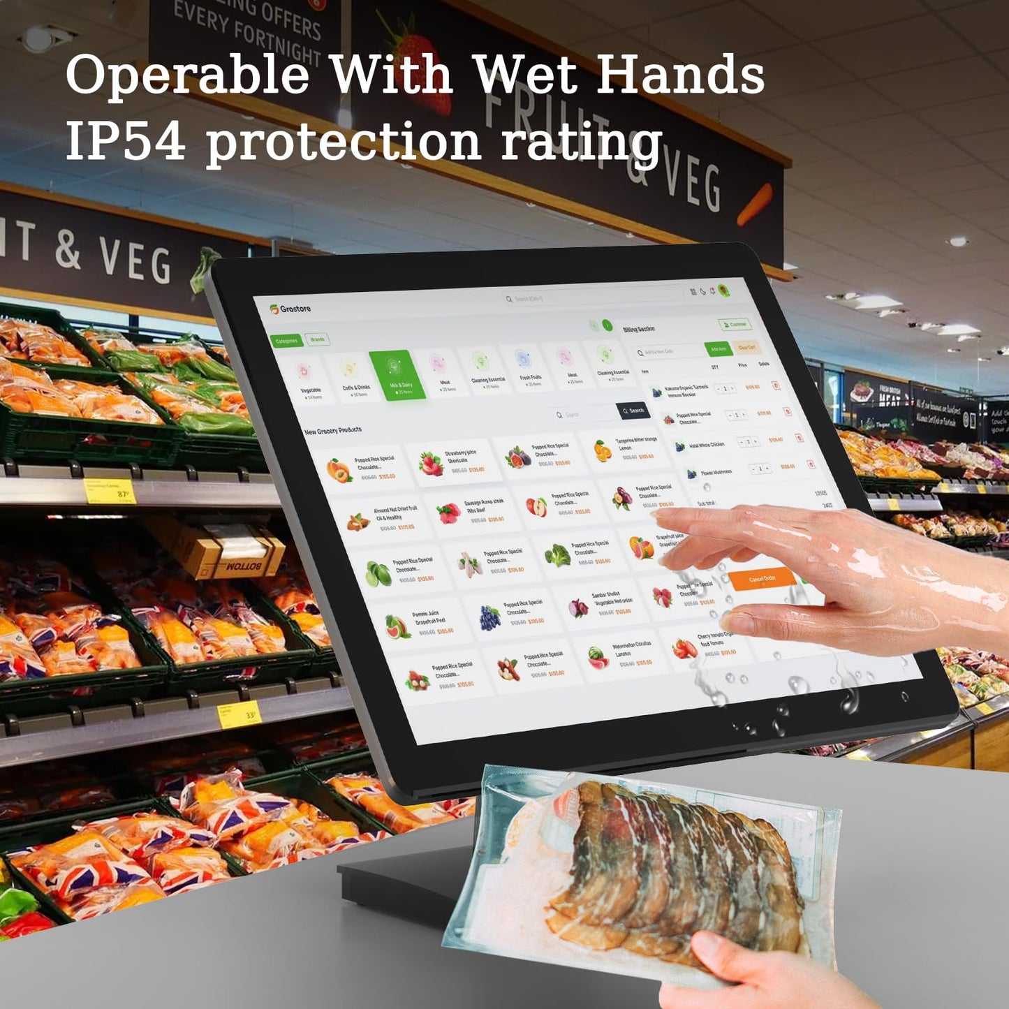 NewHail 19 inch POS Touch Screen Monitor, Full HD 1280 x 1024 Capacitive Touchscreen with HDMI/VGA Input, Heavy-Duty Metal Stand, for Retail, Restaurant, Bar, Gym, Warehouse and POS System