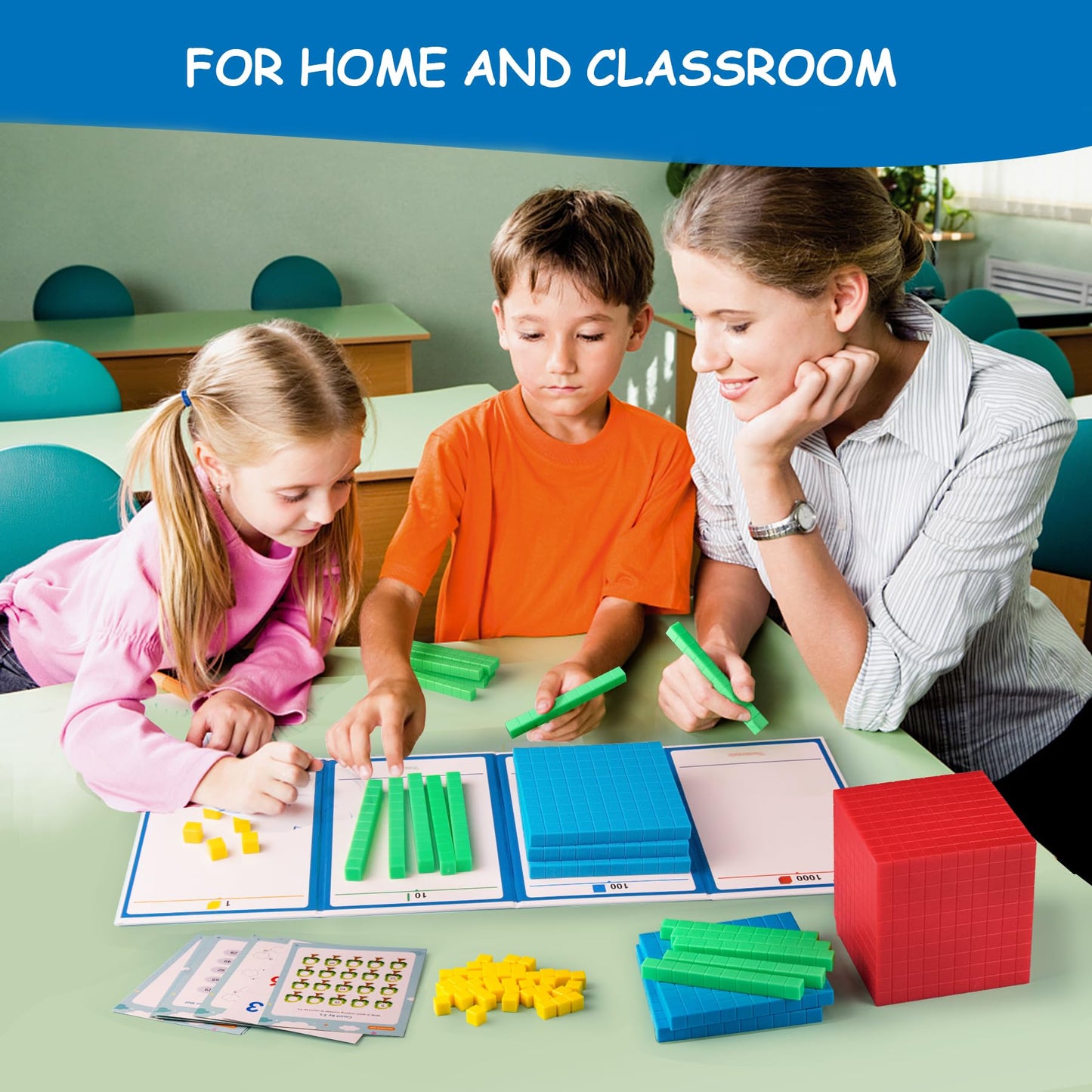 stochastic box Base Ten Blocks Plastic 143 pcs Math Manipulatives Kindergarten Counting Cubes for Kids Math,Place Value Blocks for Early Counting Math Toy for 1st Grade