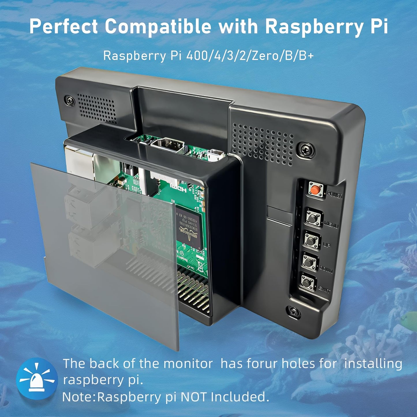 HMTECH Raspberry Pi Monitor 7 Inch HDMI Monitor 800x480 LCD Screen Display with Case Second/Extend Screen for Raspberry Pi 400/4/3/2/Zero/B/B+ Jetson Nano Win11/10/8/7, Dual Speakers, Non-Touch