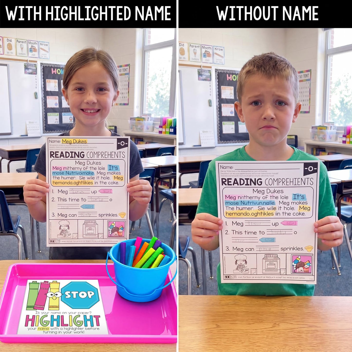 Sabary Classroom Management Tools Highlight Your Name Station No Name Reminder Complete Turn-in Station Kit Teacher Essentials Preschool Elementary Classroom Back to School Student Organization