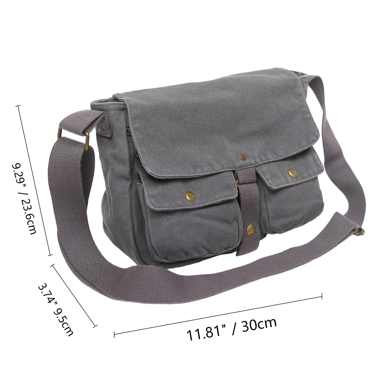 AFGWK School Vintage Canvas Messenger Bag for Men Crossbody Shoulder Bag Satchel Handbags(Slate)