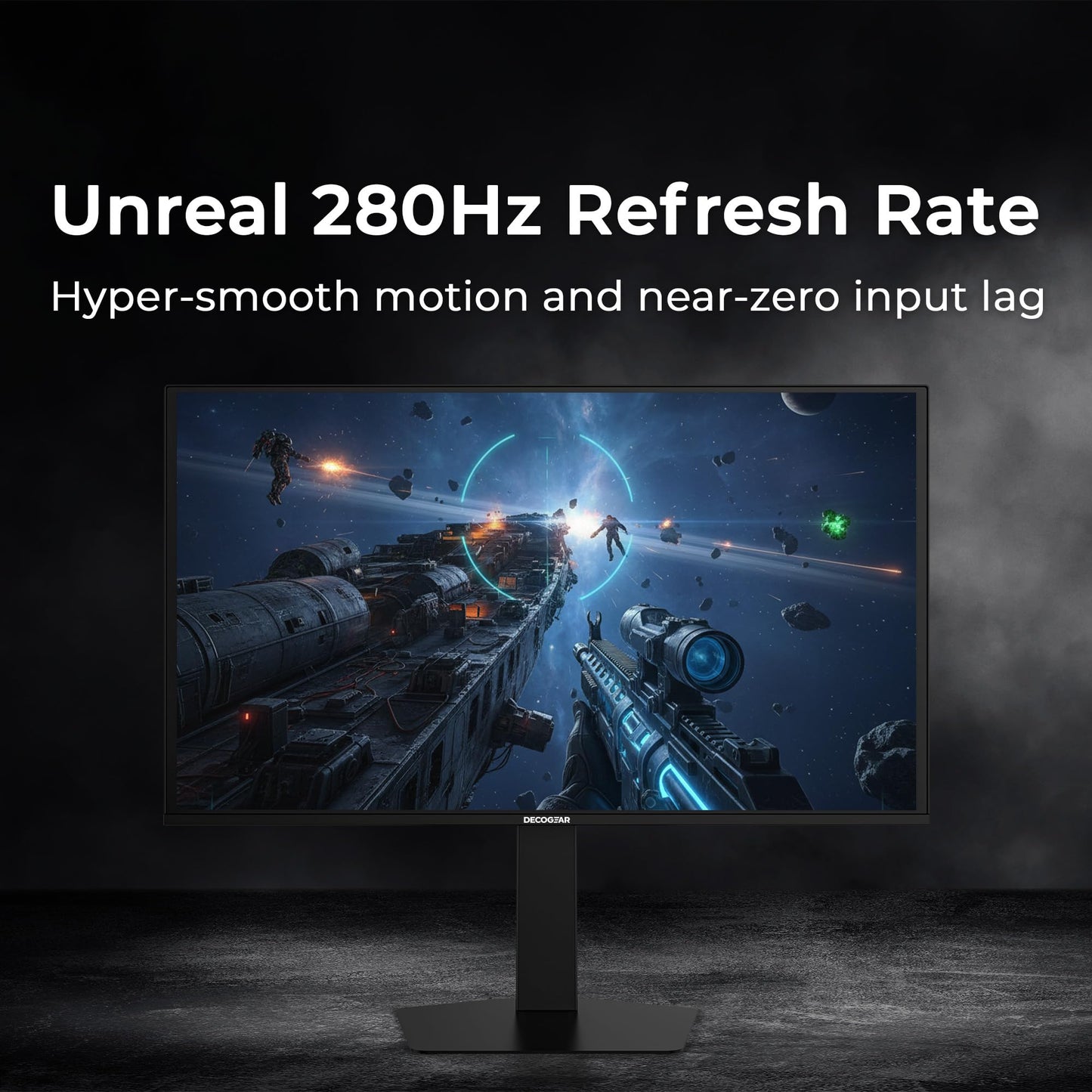Deco Gear 27 QHD OLED Gaming Monitor | 280Hz 0.03ms Response, HDR400, Adaptive Sync, 99% sRGB, 1.5M:1 Contrast, Borderless Design, Height Adjustable Stand, HDMI 2.1, DisplayPort 1.4