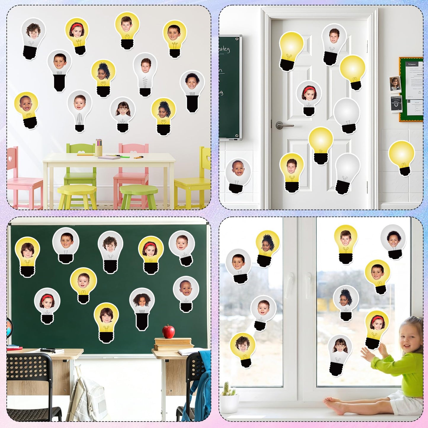 60PCS VBS 2026 Light Bulb Theme Cutouts Religious Light Bulb Bulletin Board Decorations VBS Lightbulb Paper Cut-Outs Classroom Decor for DIY Craft Photo Kindergarten Preschool Wall Door Supplies