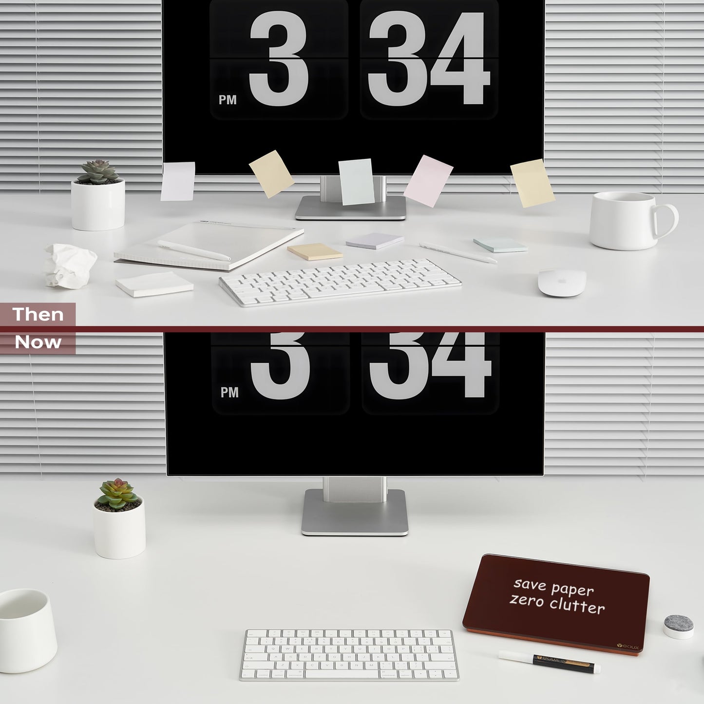 Glass Desk Whiteboard with Reversible Wood Stand, Burgundy Red, Small Desktop Dry Erase White Board, Reusable Desk Notepad Easel 6.7"x9.5" for Office, Home, School, Yeoux