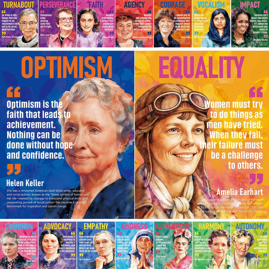 16-Pack Women History Month Posters for Classroom, 11x14in Matte-Laminated Educational Wall Art, Classroom & Door Decorations, Bulletin Board Women History Decor for School Hallways & Homeschool