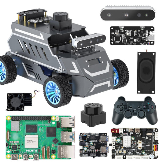 Yahboom Raspberry Pi 5 8GB for AI Robot Car,Supports RVIZ Simulation ROS2,TOF Lidar,SLAM Mapping Navigation, Tracking and Obstacle Avoidance (Superior Ver with Pi5-8GB)