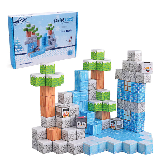 113PCS 1'' Magnetic Blocks, Magnetic Building Cube Toys for Kids, STEM Montessori Stacking, Sensory Education Toys for Toddlers Building World Set, Christmas Birthday Gifts for Kids Age 3 4 5 6 7 8+