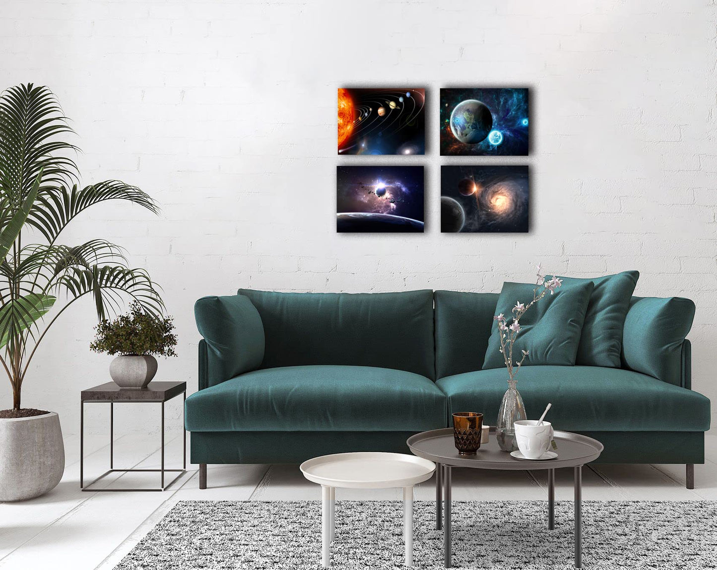 Universe Starry Sky Wall Art Outer Space Planet Wall Art Canvas Decoration Painting，for Bedroom, Lvingroom, Bathroom Decor ，Posters for Kids, Boys or Girls Room ，29x38cmx4pcs，Framed