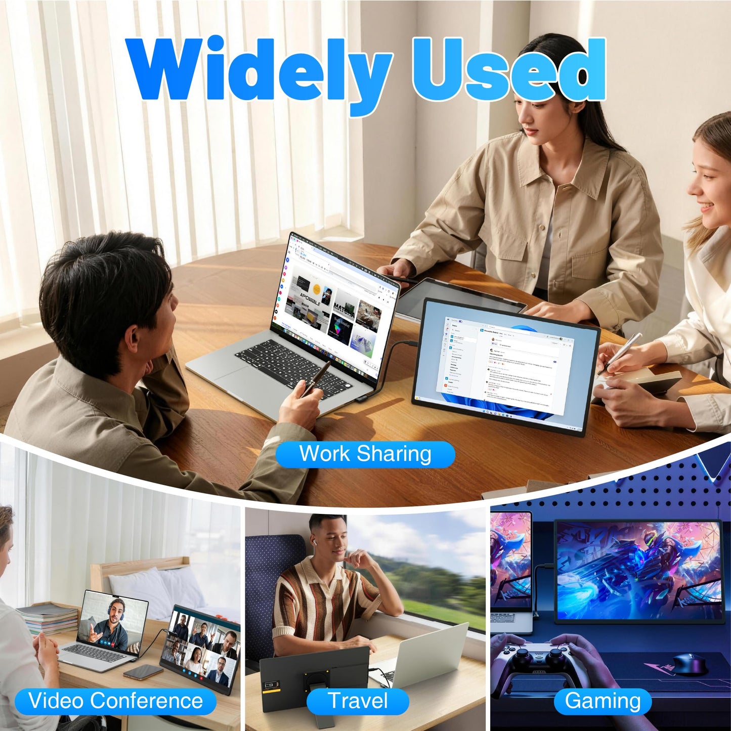 CIDETTY 16" Laptop Screen Extender, 1920x1200 FHD Portable Monitor for Laptop, 360° Magnetic Stand Travel Second Screen for Mac, Windows, Android Phone