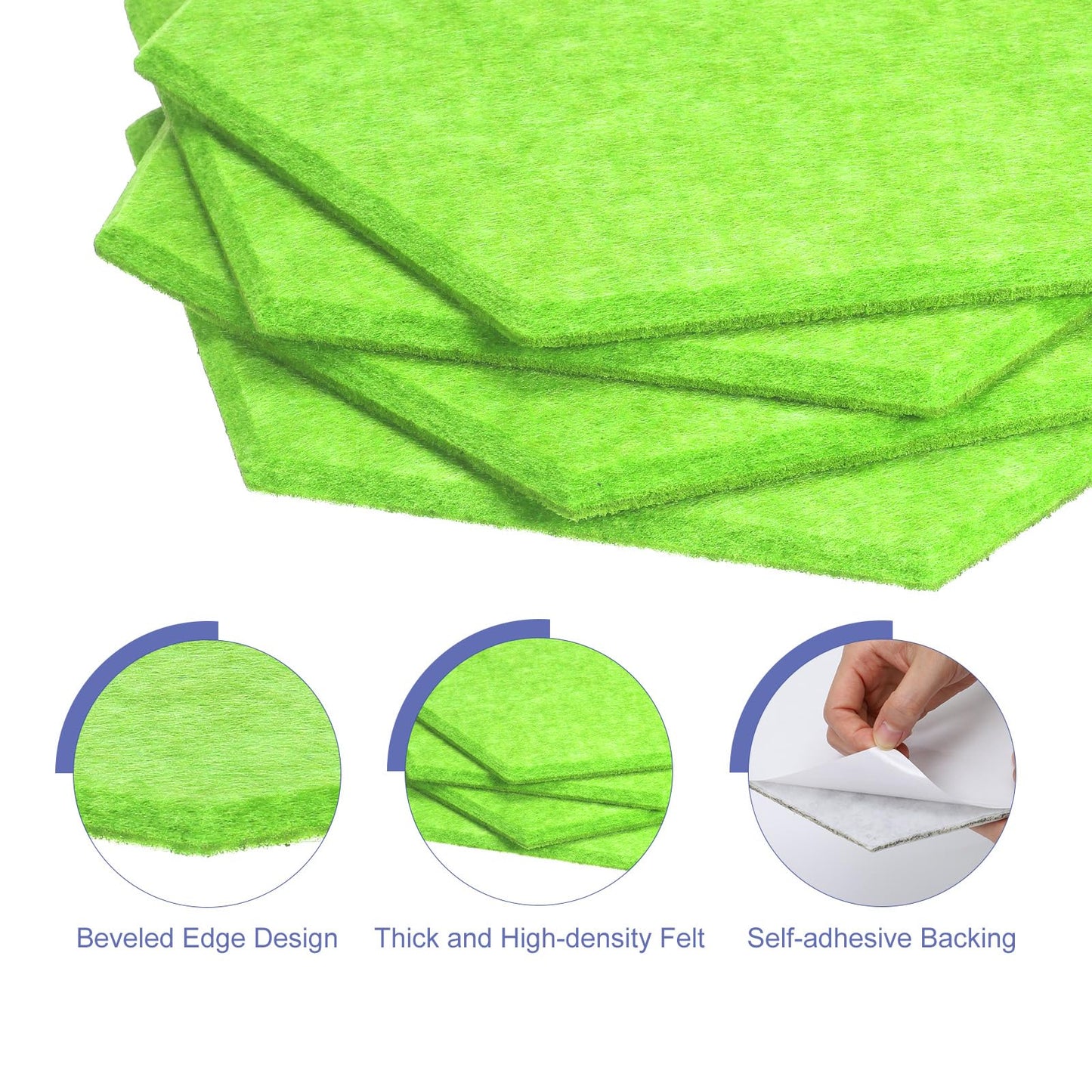 PATIKIL Felt Bulletin Board, 12"x10", 6 Packs Self Adhesive Hexagon Felt Tiles for Sound Proofing Wall Panels for Home Office Recording Studio,Game Room, Green