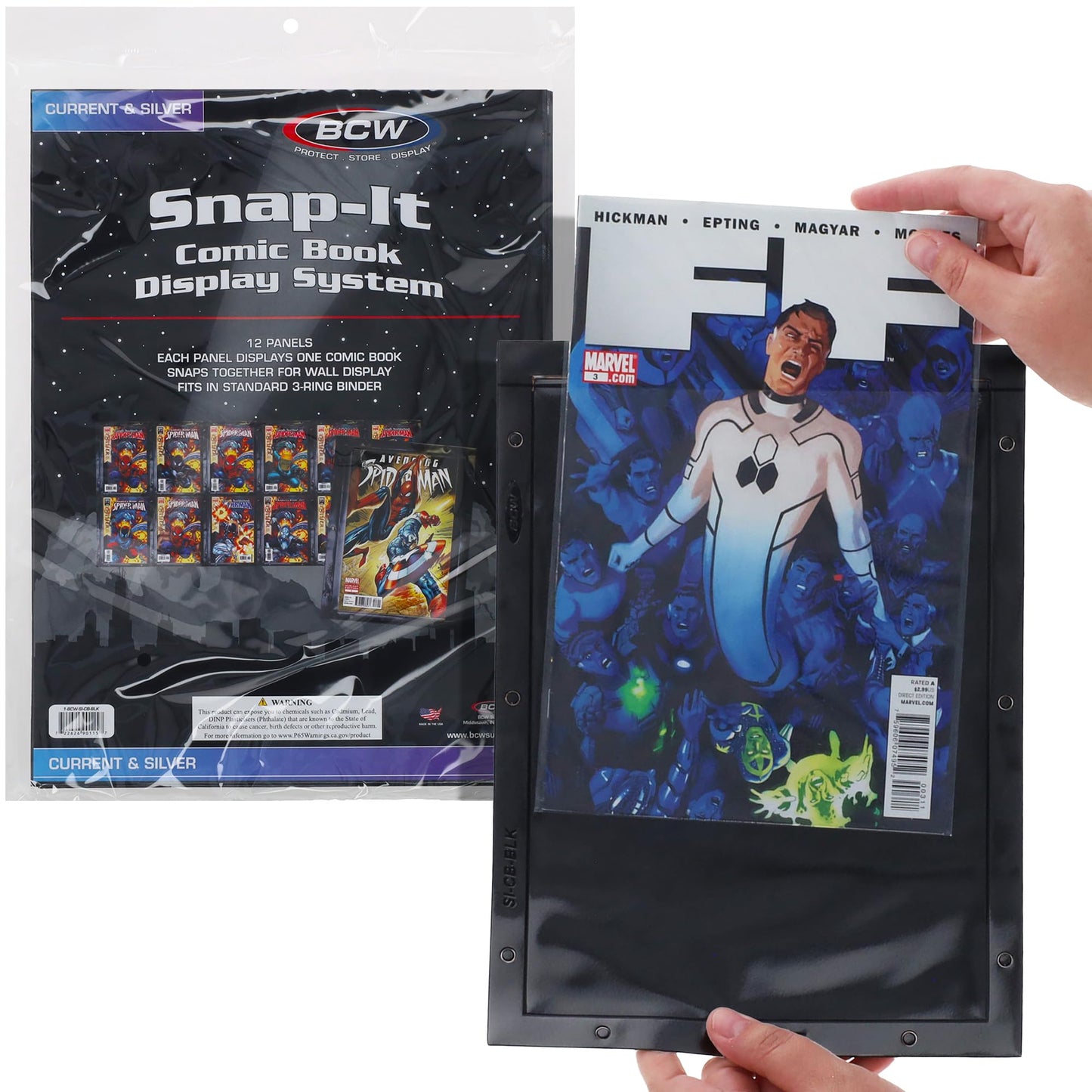BCW Snap-It Comic Book Display System – 12-Pack | Wall-Mountable Panels for Current & Silver Age Comics | Modular, Binder-Compatible Storage for Collectors