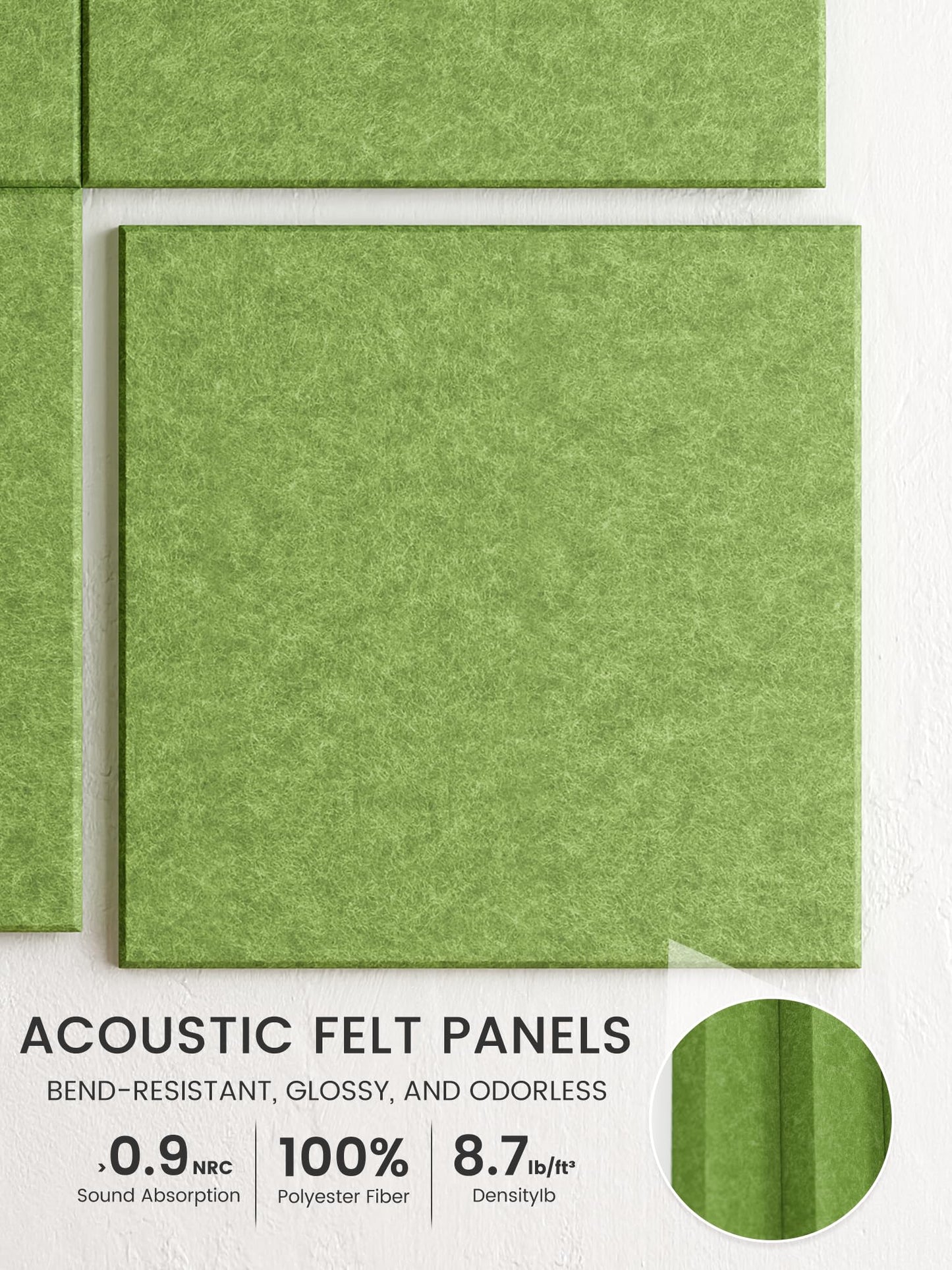 Bumusty Large Cork Board 48" x 36" Alternative - 12 Pack Felt Wall Tiles with 70 Safe Removable Adhesive Tabs, 30 Pushpins, Cork Boards for Walls Pin Board Bulletin Board Office Decor (Kelly Green)