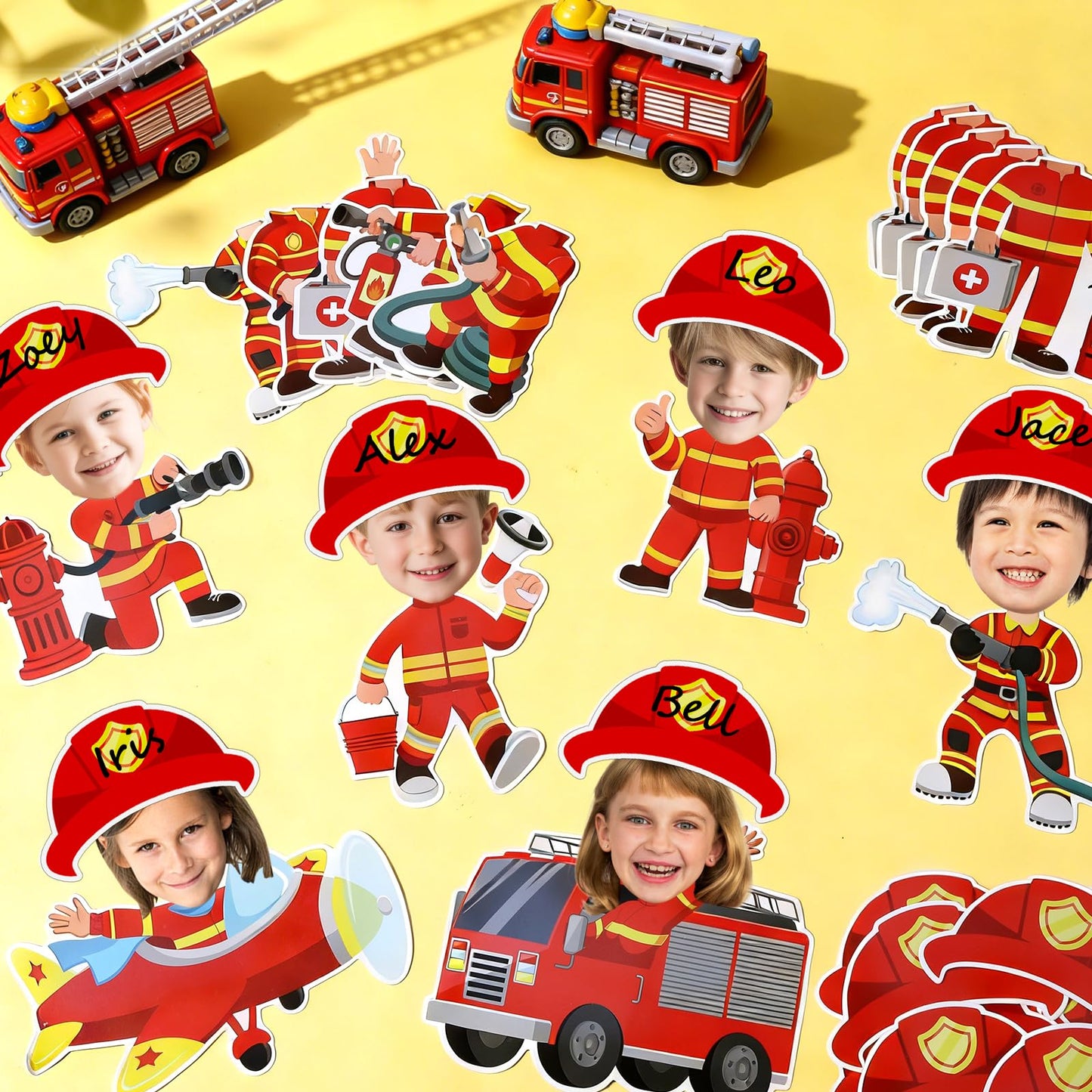 60pcs Firefighter Cutouts Fire Truck Bulletin Board Decorations Fireman Theme Paper Cut-Outs Classroom Decorations for Boy Girl Classroom DIY Craft Photo Kindergarten Preschool Wall Door Supplies