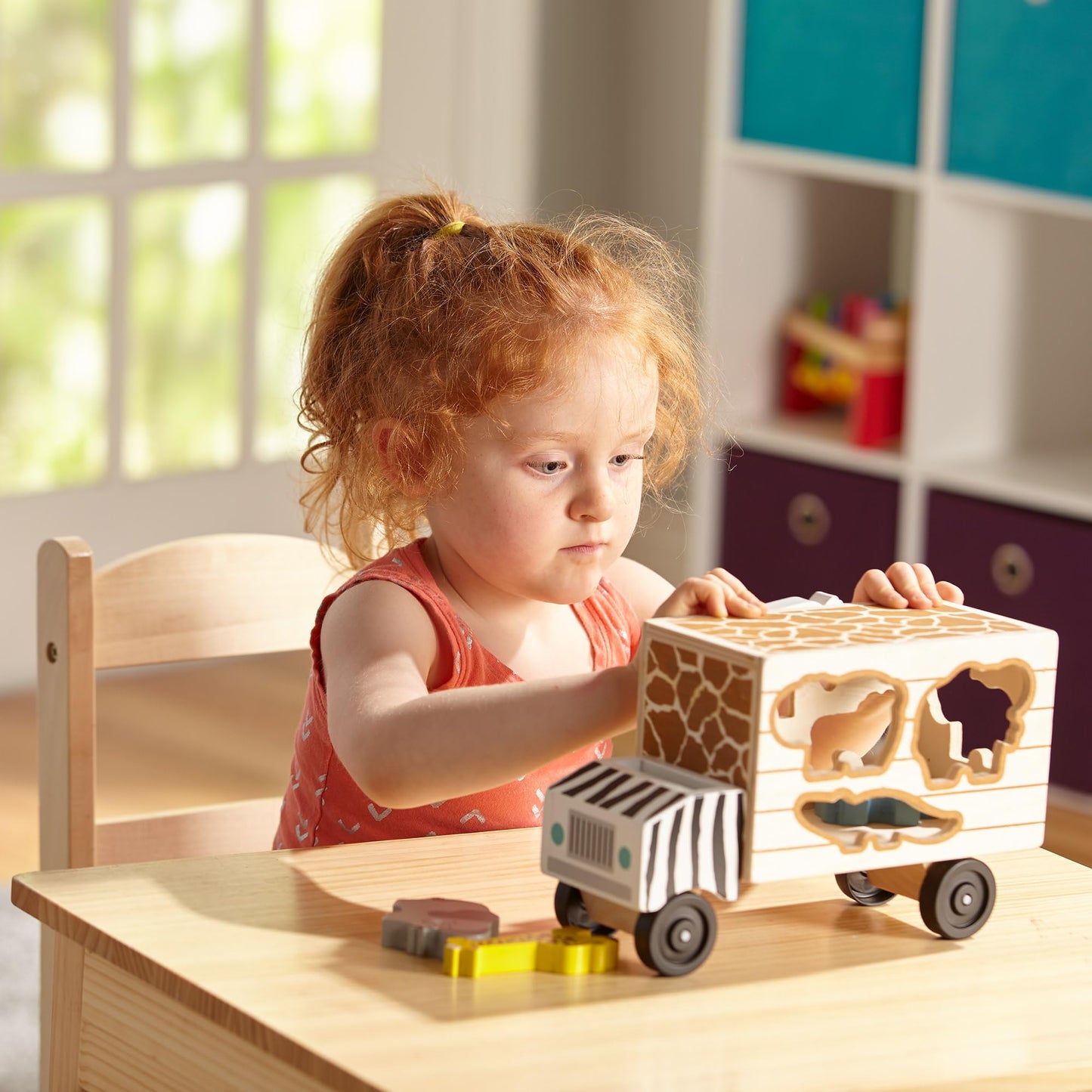 Melissa & Doug Animal Rescue Shape-Sorting Truck - Wooden Toy with 7 Animals and 2 Play Figures