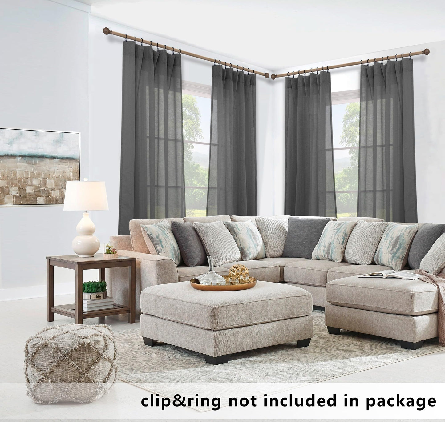 Charcoal Grey Linen Look Sheer Curtains 63 Inch Length for Kitchen 2 Pack Rod Pocket Breathable Airy Gray Curtains for Bathroom Window Laundry Canopy Sitting Room Reading 52x63 Inches Long Dark Grey