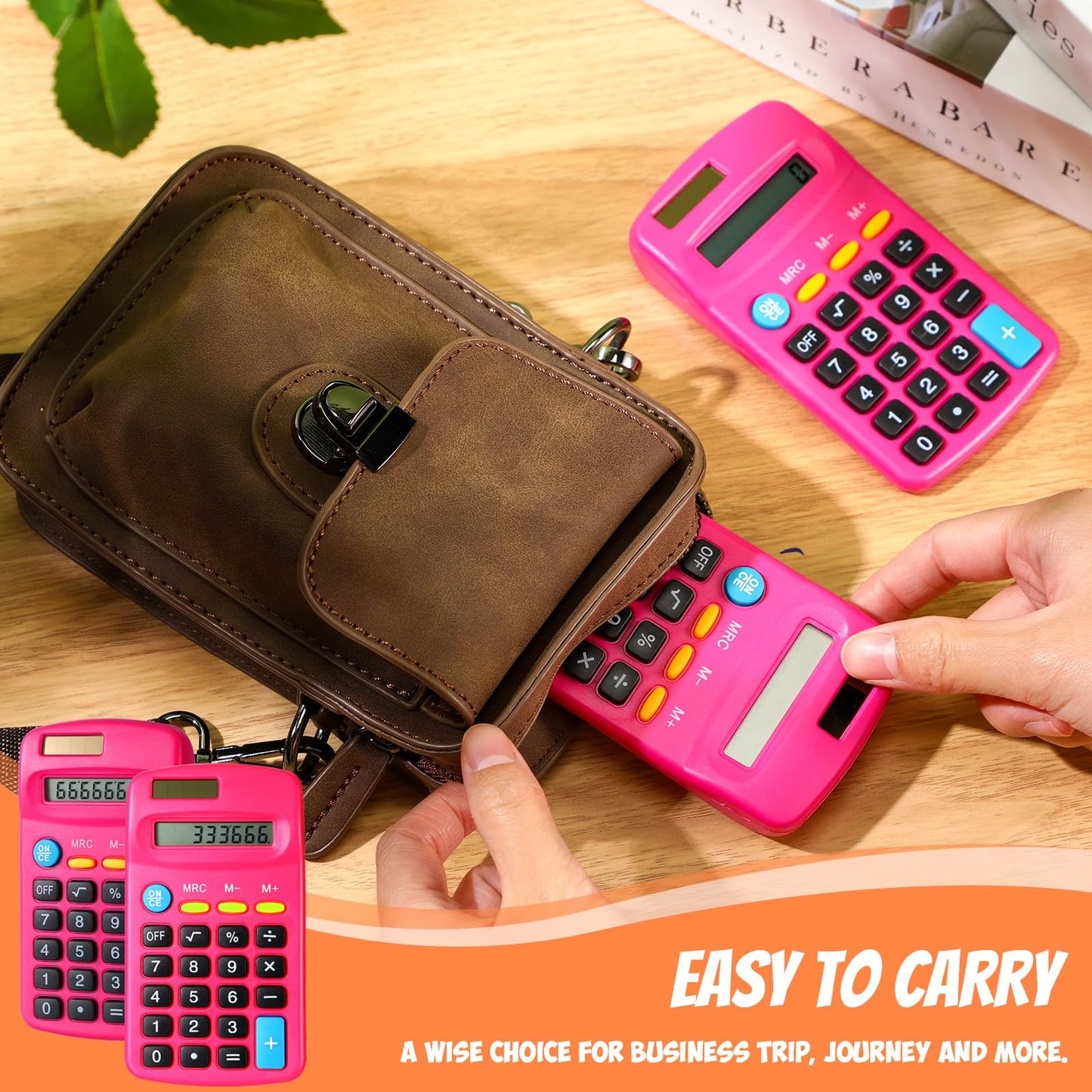 Copkim 24 Pack Student Mini Calculator for Classroom, 8-Digit Display Dual Powered Handheld Math Tools for Teachers, School Supplies and Classroom Rewards, Compact Design(Rose Red)