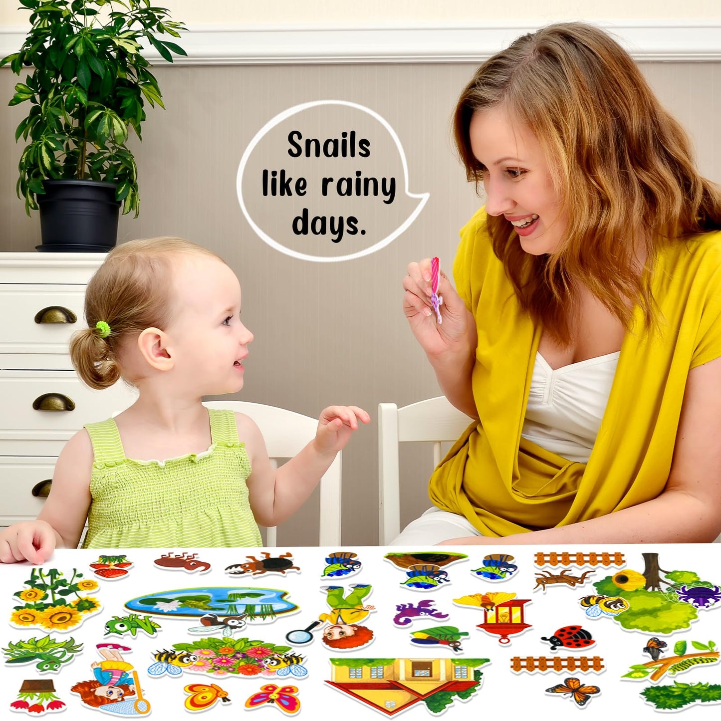 PENGFULL Felt Flannel Board Story Pieces for Toddlers Preschool,Kids Interactive Storytelling Teaching Play Kits for Flannel Board,with Words Felt Pieces(Insect Butterfly)
