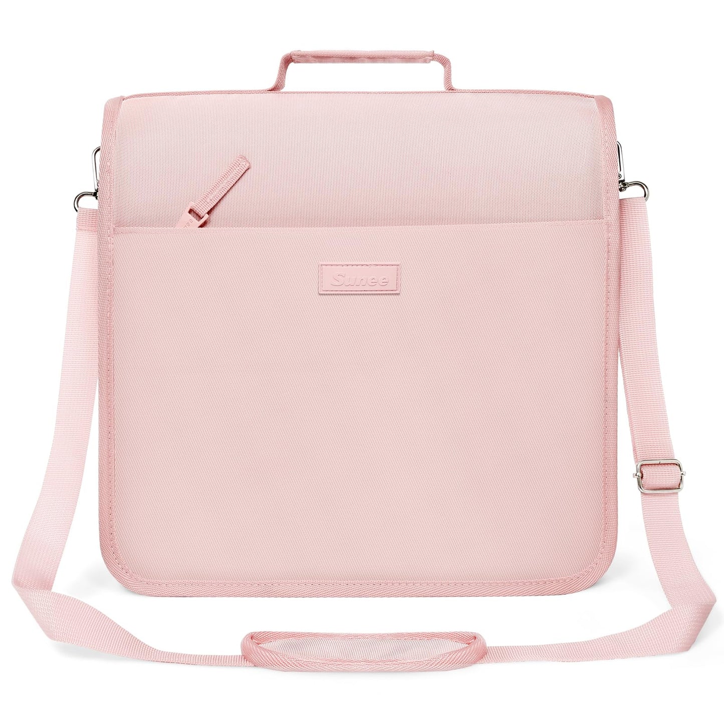 SUNEE Zipper Binder 3 Ring, 3 Inch O-Ring with Handle and Shoulder Strap, 600-Sheet Capacity, Multi-Pockets for Middle School Organizer Binder with Zipper, Pink Lotus