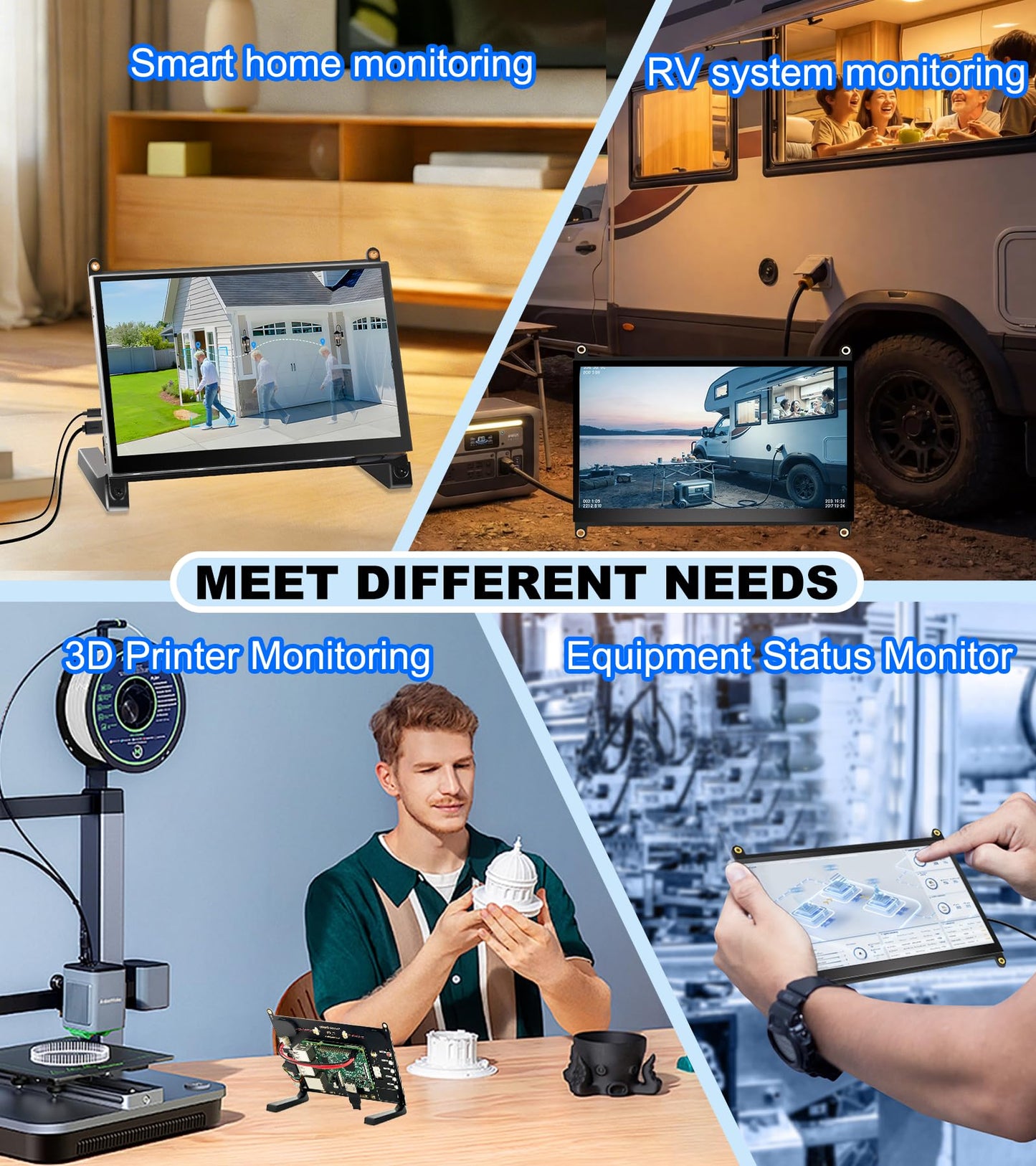Forzola 7 Inch Touchscreen Monitor Compatible with Raspberry Pi, 1024x600 IPS Portable HDMI Touch Screen Display Compatible with Raspberry Pi 5/4B/3B+/3B/B+ Jetson Nano Win11/10/8/7