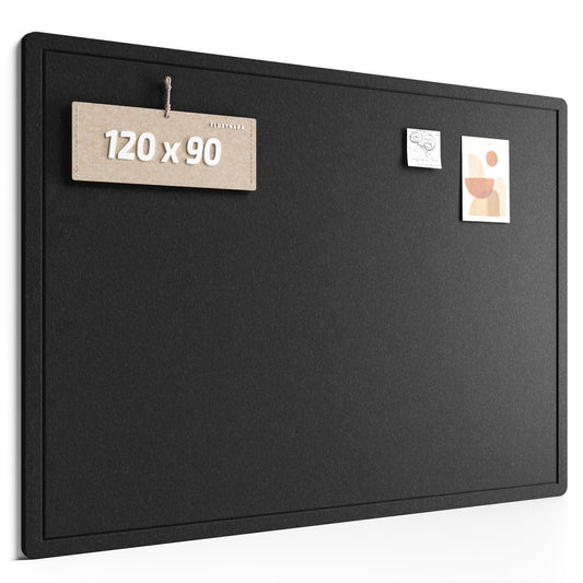 Fluxynara Large Bulletin Board, 47.2" x 35.4" Cork Board Alternative with 24 Safe Removable Adhesive Tabs, Foldable Felt Pin Board for Home Office, Classroom, Bedroom,Entryway for Walls—Black